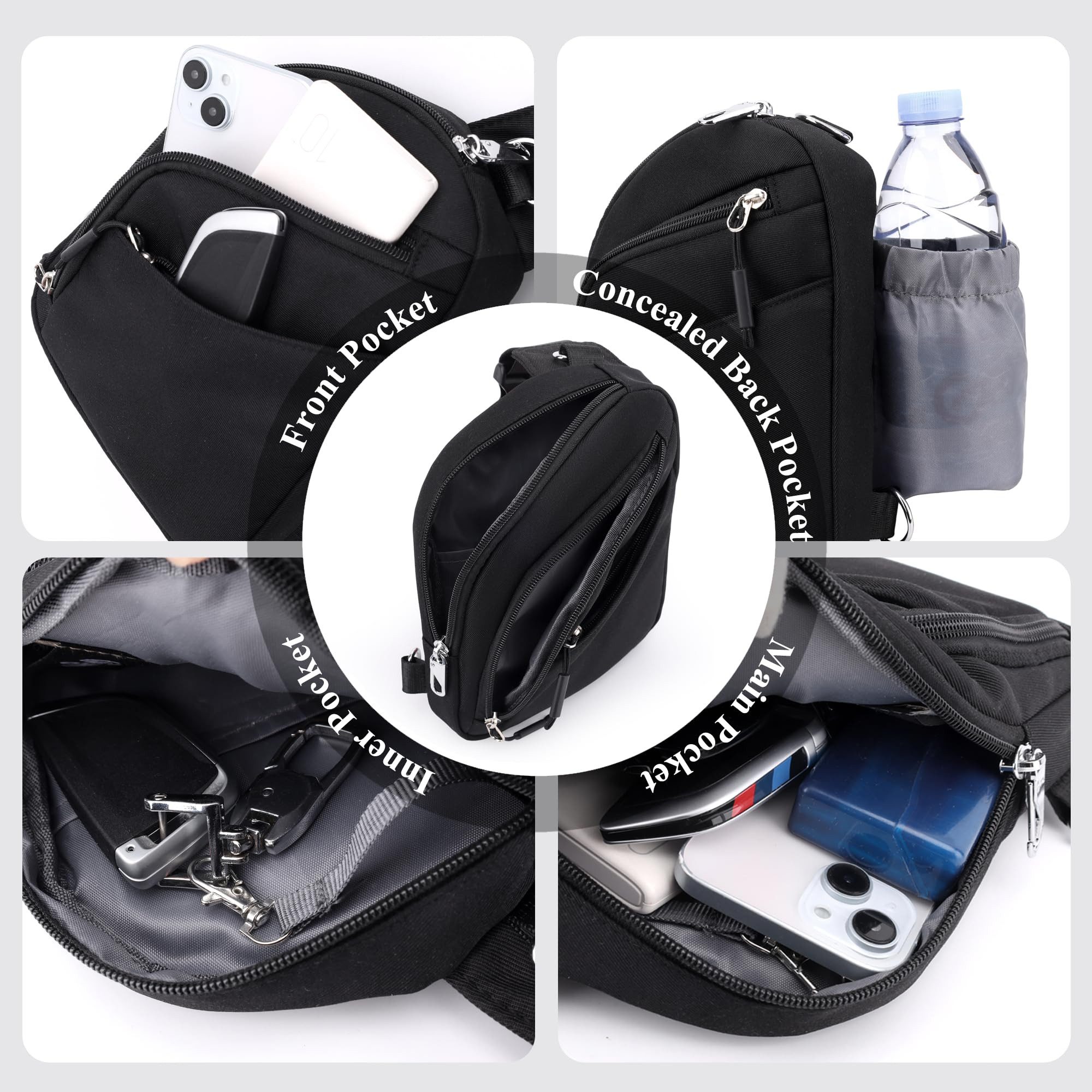 nsihing Umhängetasche Diebstahlsichere Unisex-Crossbody-Sling-Tasche mit RFID-Schutz, Geeignet für Reisen, das Pendeln und den täglichen Gebrauch.