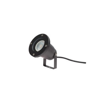 SpectrumLED LED Sockelleuchte FLORI GU10 Gartenspot mit Erdspieß IP65 Bodenstrahler max. 6W schwarz, LED wechselbar, GU10 Sockelleuchte