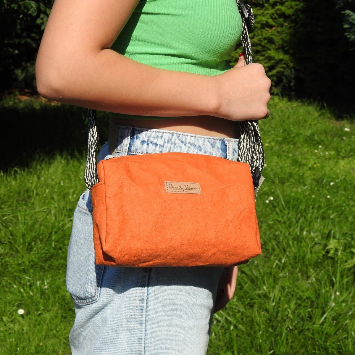 Beauty Thinxx Schultertasche Schulter Tasche Polly Nature (Ein Packet, Eine Tasche), Aus 100 % WASCHBAREM PAPYR®. PFLANZLICH. NATÜRLICH