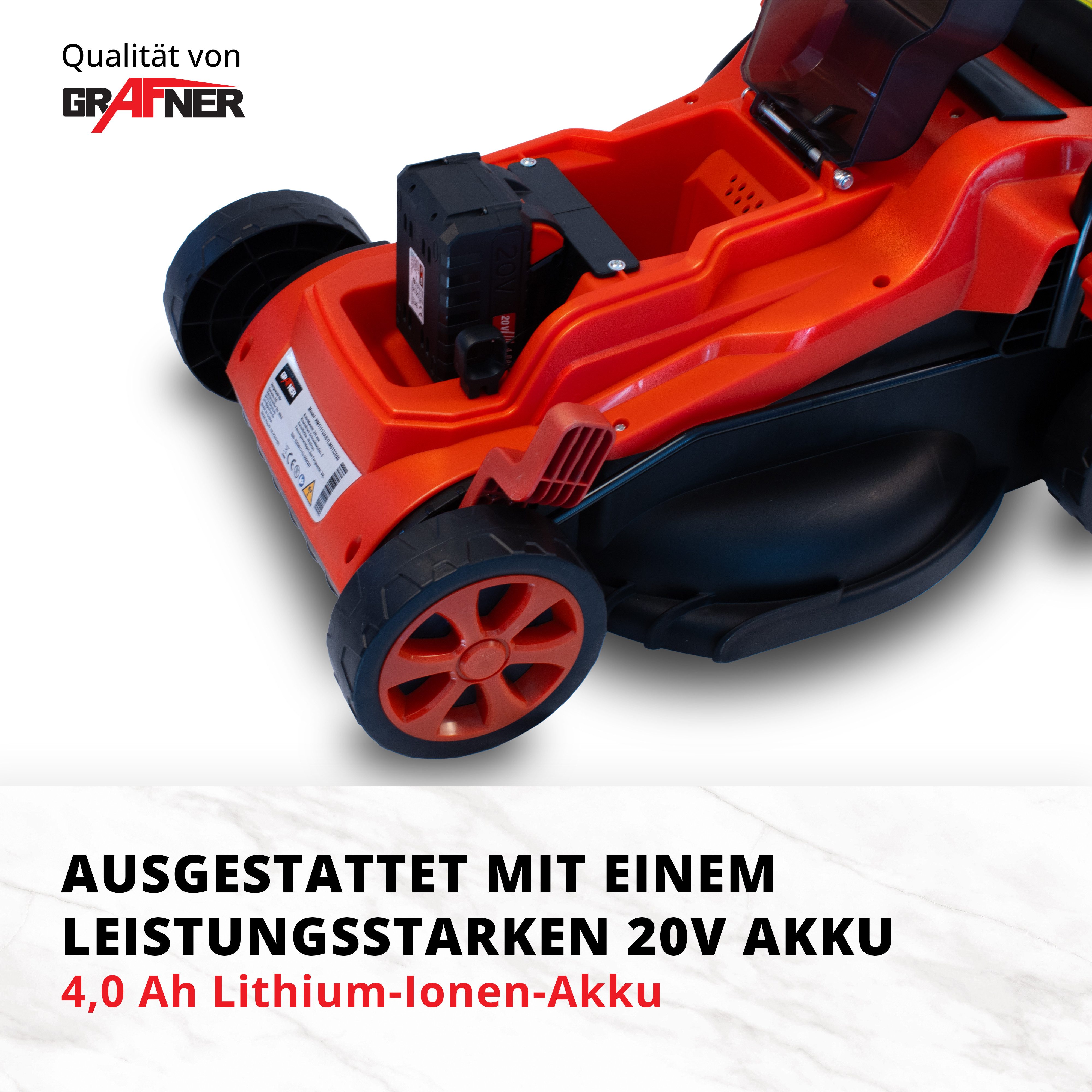 Grafner cordless lawnmower, 20V, including battery and charger, 32cm cutting width