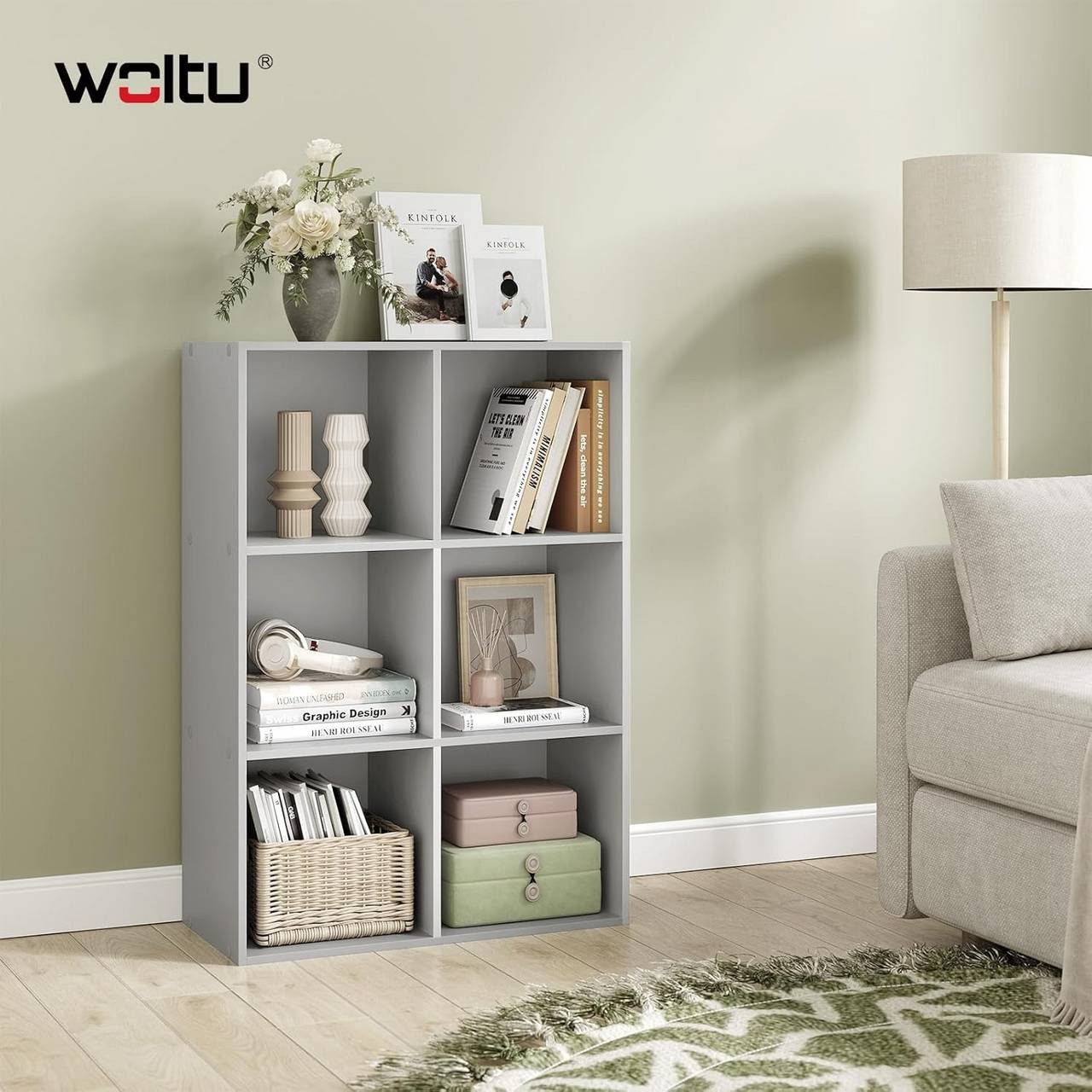 Woltu Bücherregal, 1-tlg., mit 6 Fächern, Würfelregal Standregal, 29x89x59, günstig online kaufen