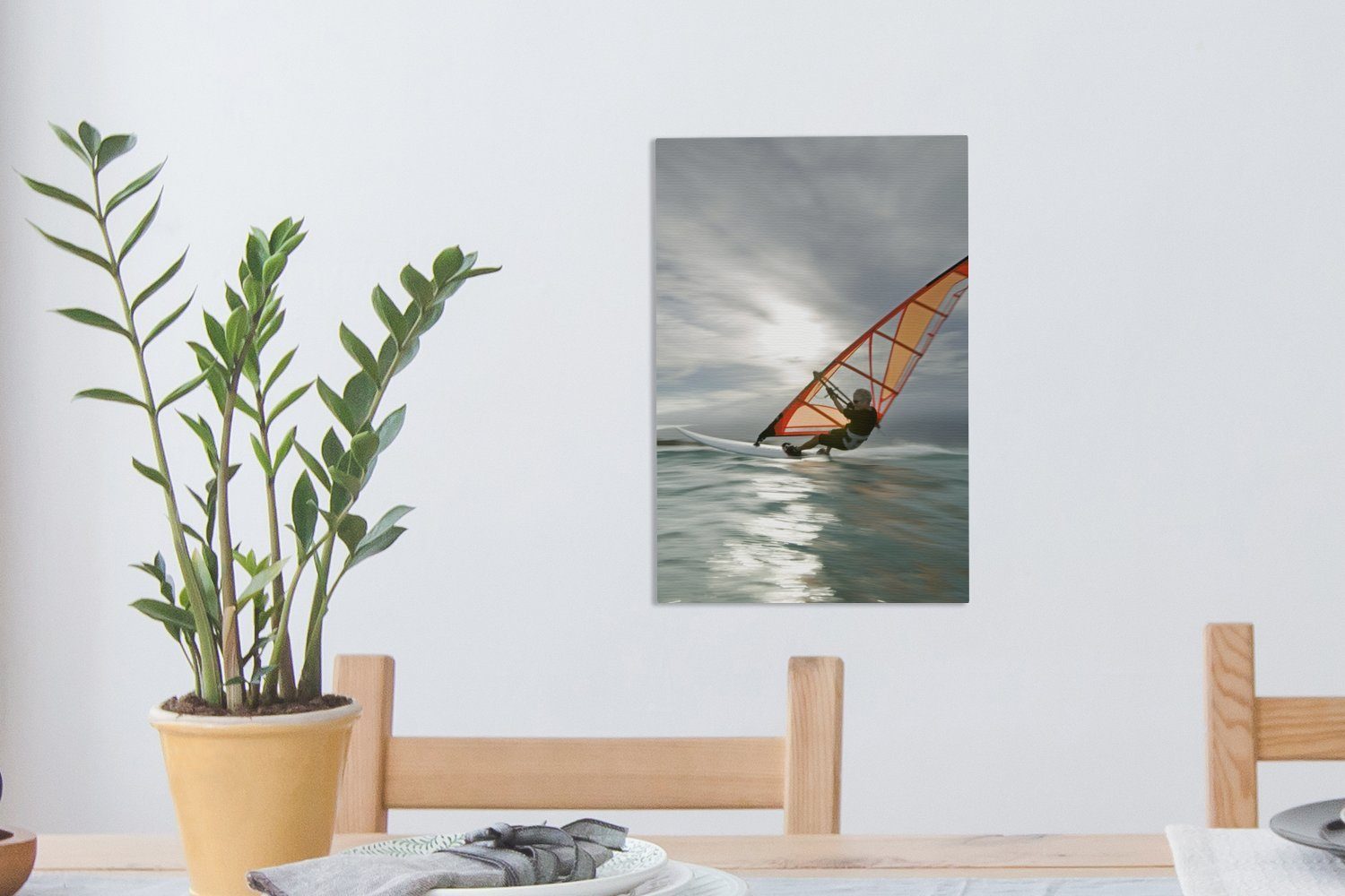 OneMillionCanvasses® Leinwandbild Ein bespannt Gemälde, (1 Windsurfer Zackenaufhänger, fertig in cm inkl. Amerika, 20x30 St), Leinwandbild