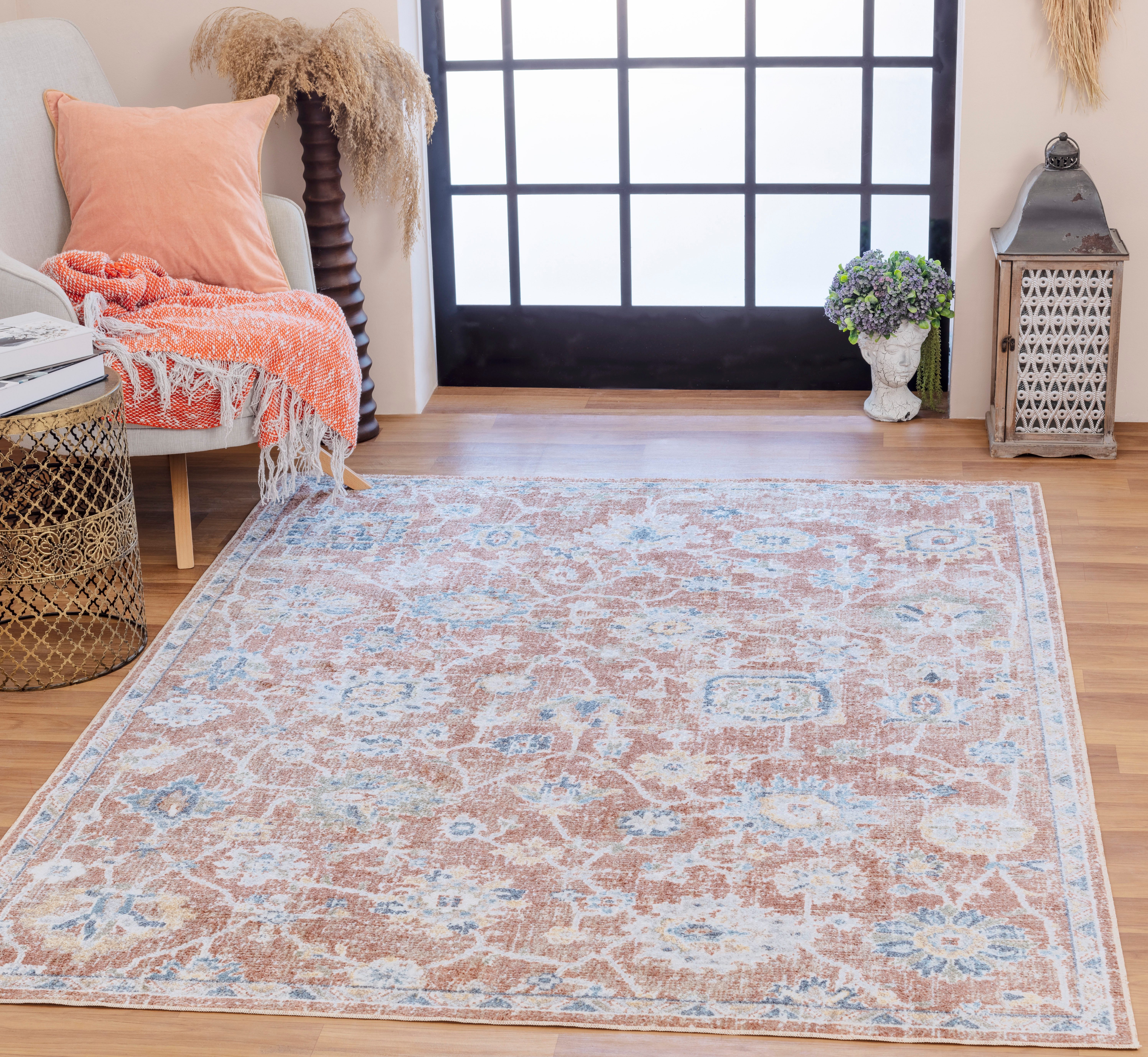 Livabliss Teppich IQUITOS, rechteckig, Höhe: 5 mm, Maschinenwaschbar, Vintage Kurzflor Wohnzimmerteppich, Schlafzimmer
