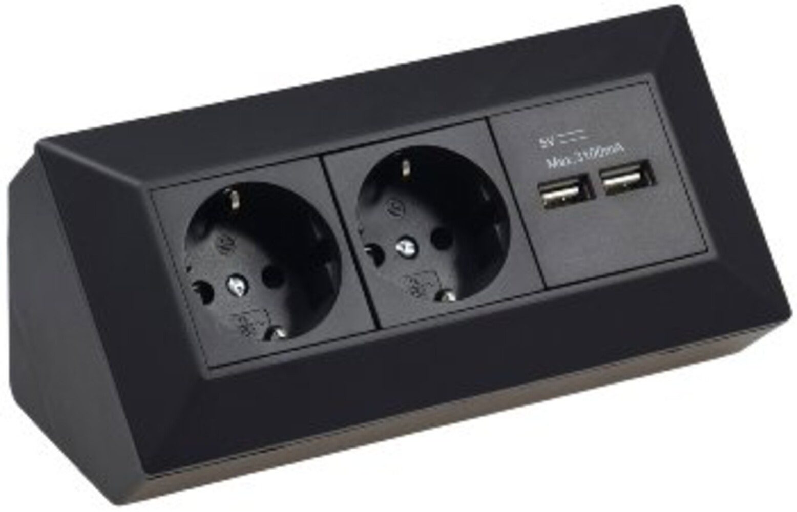 2x Kunststoff, schwarz, 3600W Mehrfachsteckdose