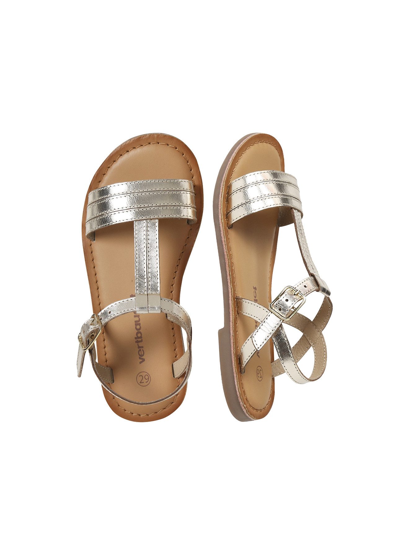 vertbaudet Mädchen Ledersandalen mit Schnalle Sandale