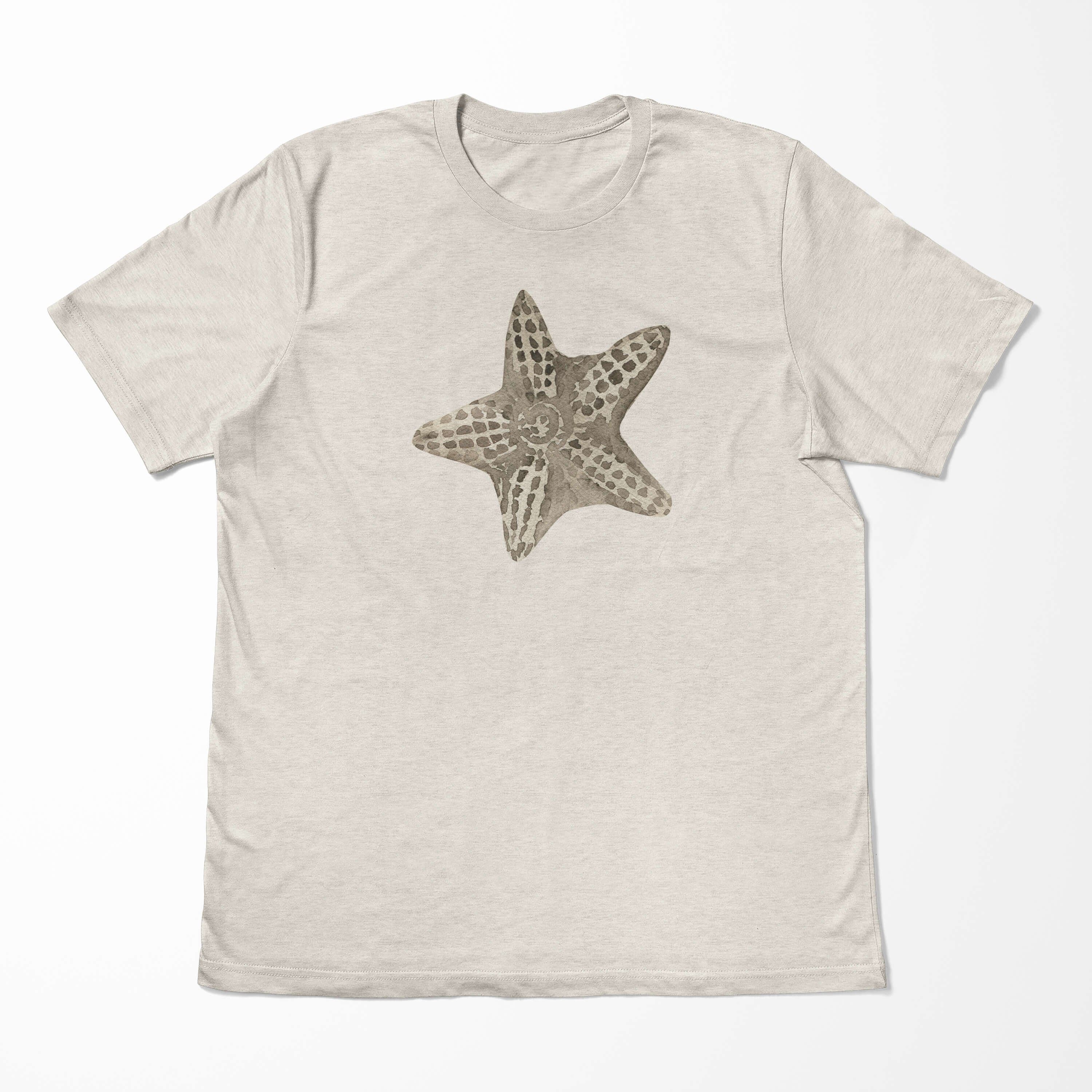 Motiv (1-tlg) T-Shirt 100% Ökomode Shirt Art gekämmte Seestern aus T-Shirt Sinus Bio-Baumwolle Herren Nachhaltig Wasserfarben