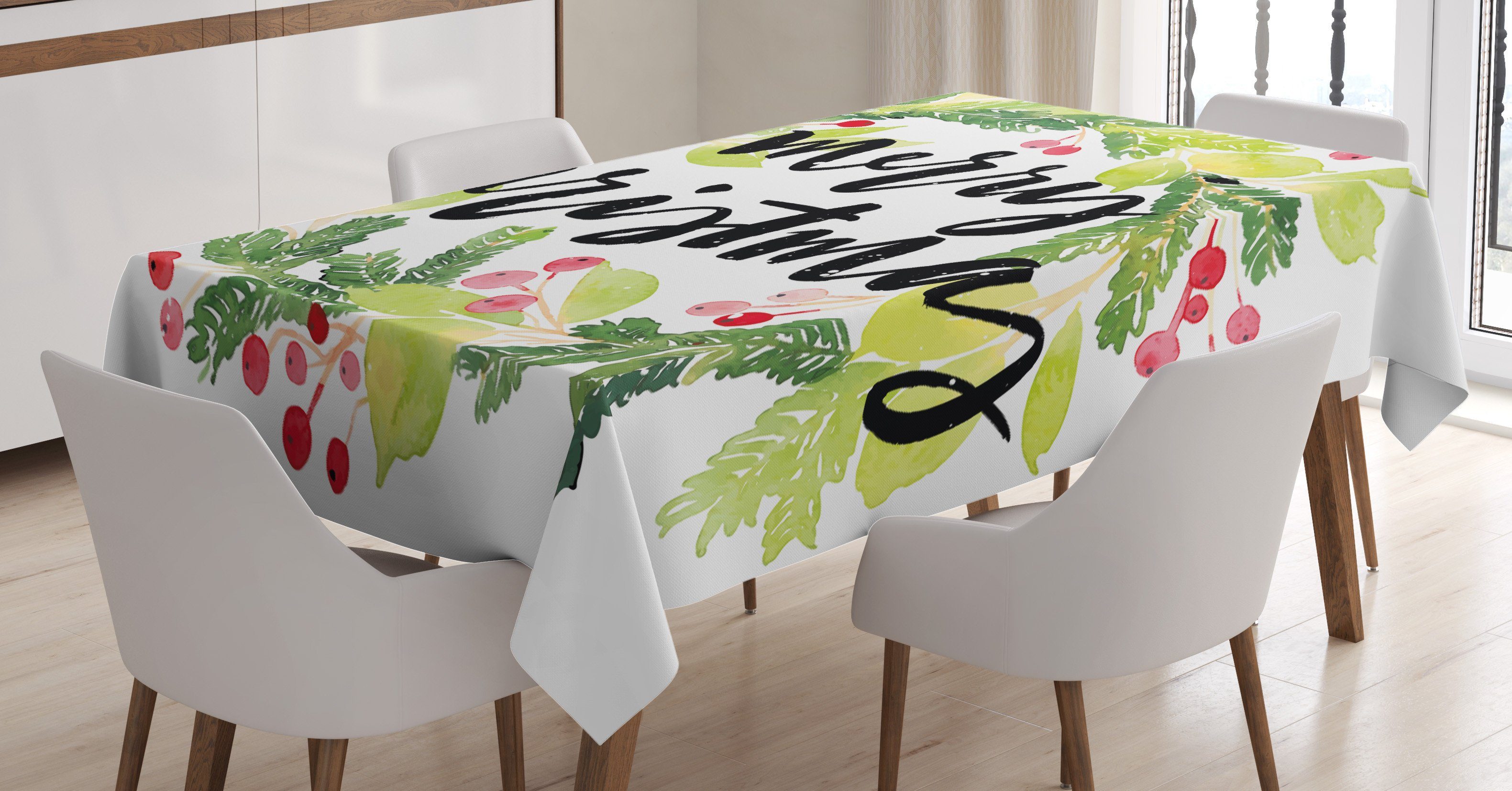 Weihnachten geeignet Abakuhaus Tischdecke Für Klare Außen Aquarell-Kranz Waschbar Farben, Bereich den Farbfest