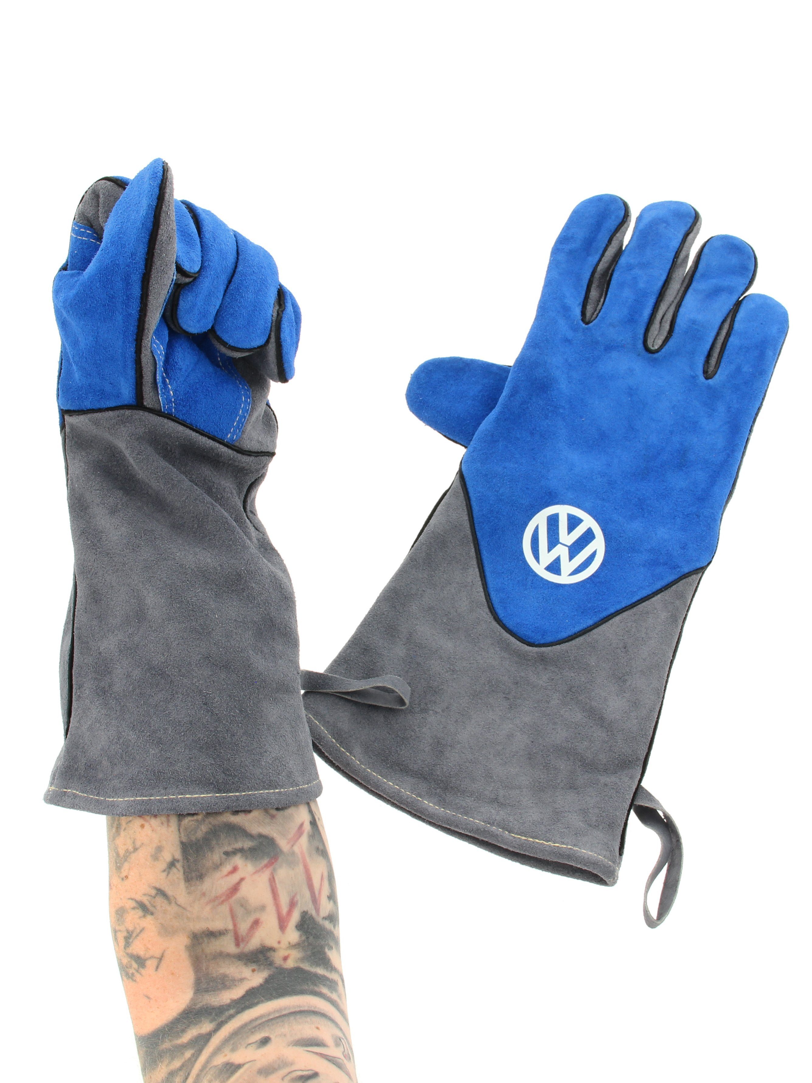 BRISA (Paar, VW-Logo, Volkswagen VW Grillhanschuhen), hitzebeständige aus besteht Collection Grillhandschuhe Grillhandschuhe blau mit BBQ-Handschuhe 2 by in