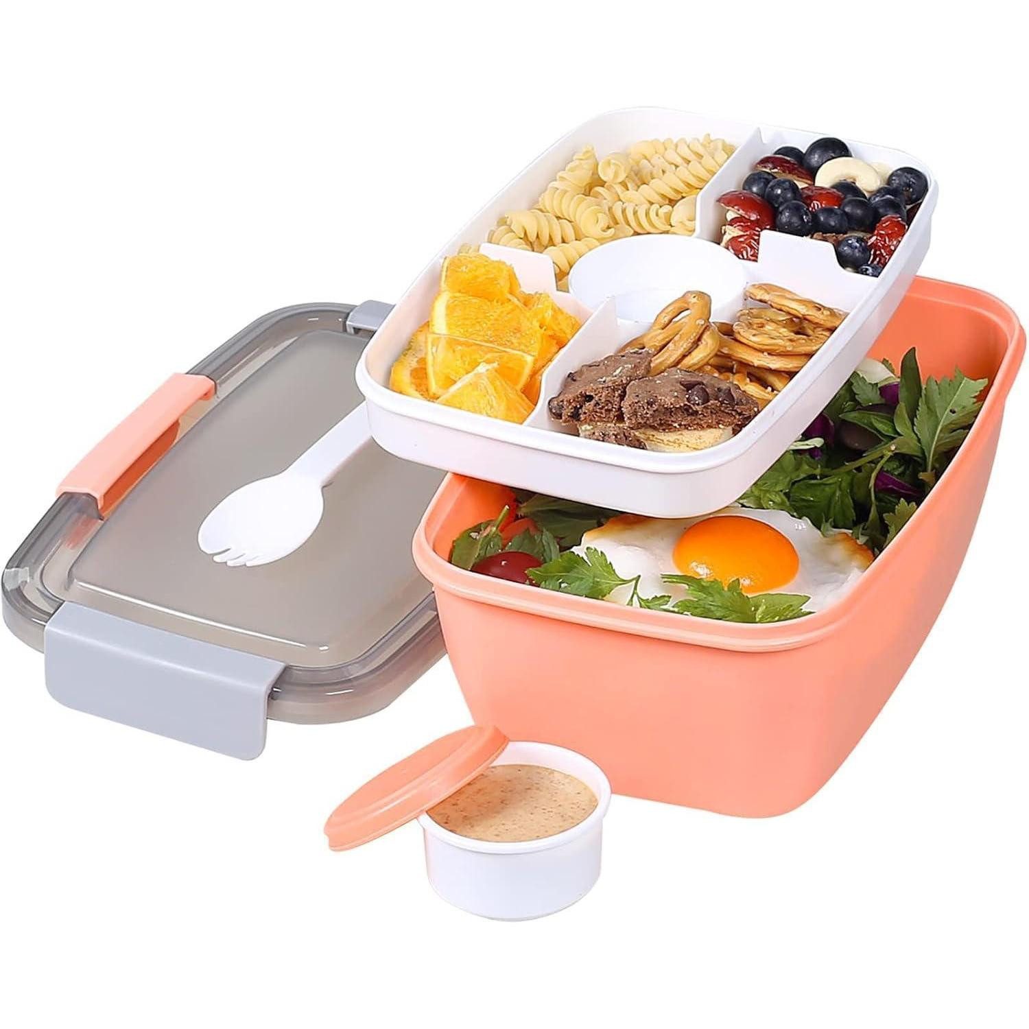 LuxusKollektion Salatbox Salatbehälter Lunchbox Bento 5 Fächer Auslaufsicher PP 2000ML Pink