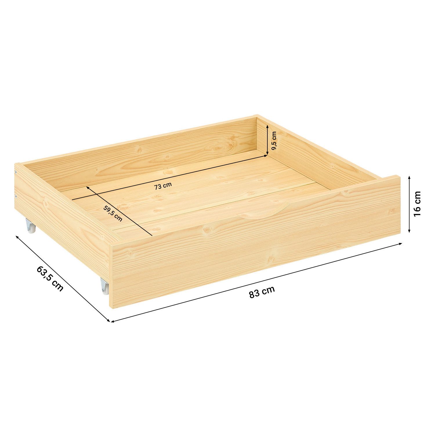 Homestyle4u Holzbett 90x200 140x200 160x200 180x200 Bettkasten Lattenrost Natur Weiß Grau (Set, Schublade), 90x200, Kiefer, mit Stauraum, klar lackiert, schlicht