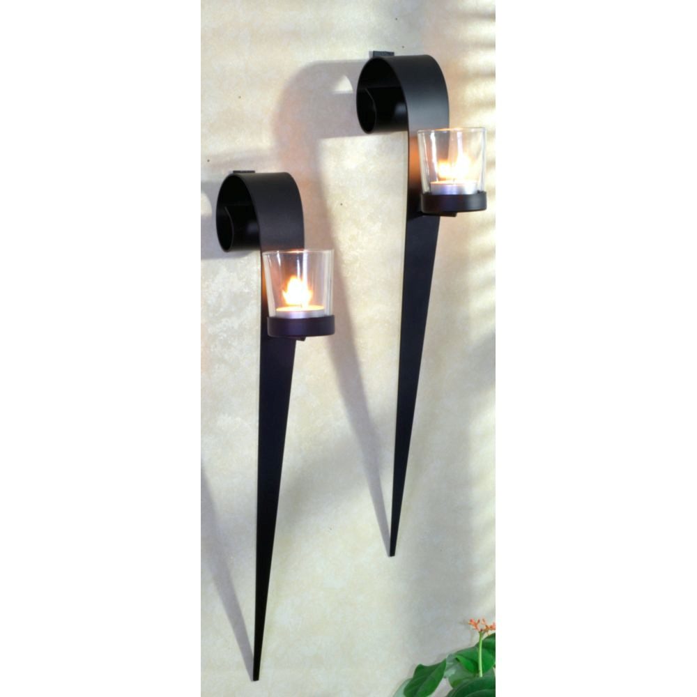 Garden Pleasure Kerzenständer Wandkerzenhalter, 2er Set, aus Metall, Glas