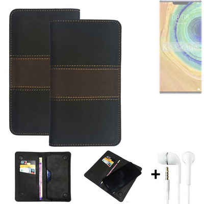 K-S-Trade Handyhülle für Huawei Mate 30 Pro, Handyhülle + Kopfhörer Schutzhülle Walletcase Bookstyle Tasche