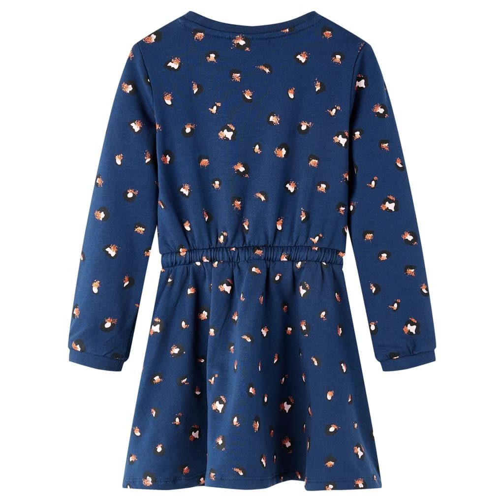vidaXL Druckkleid Kinderkleid mit Langen Ärmeln Marineblau 116