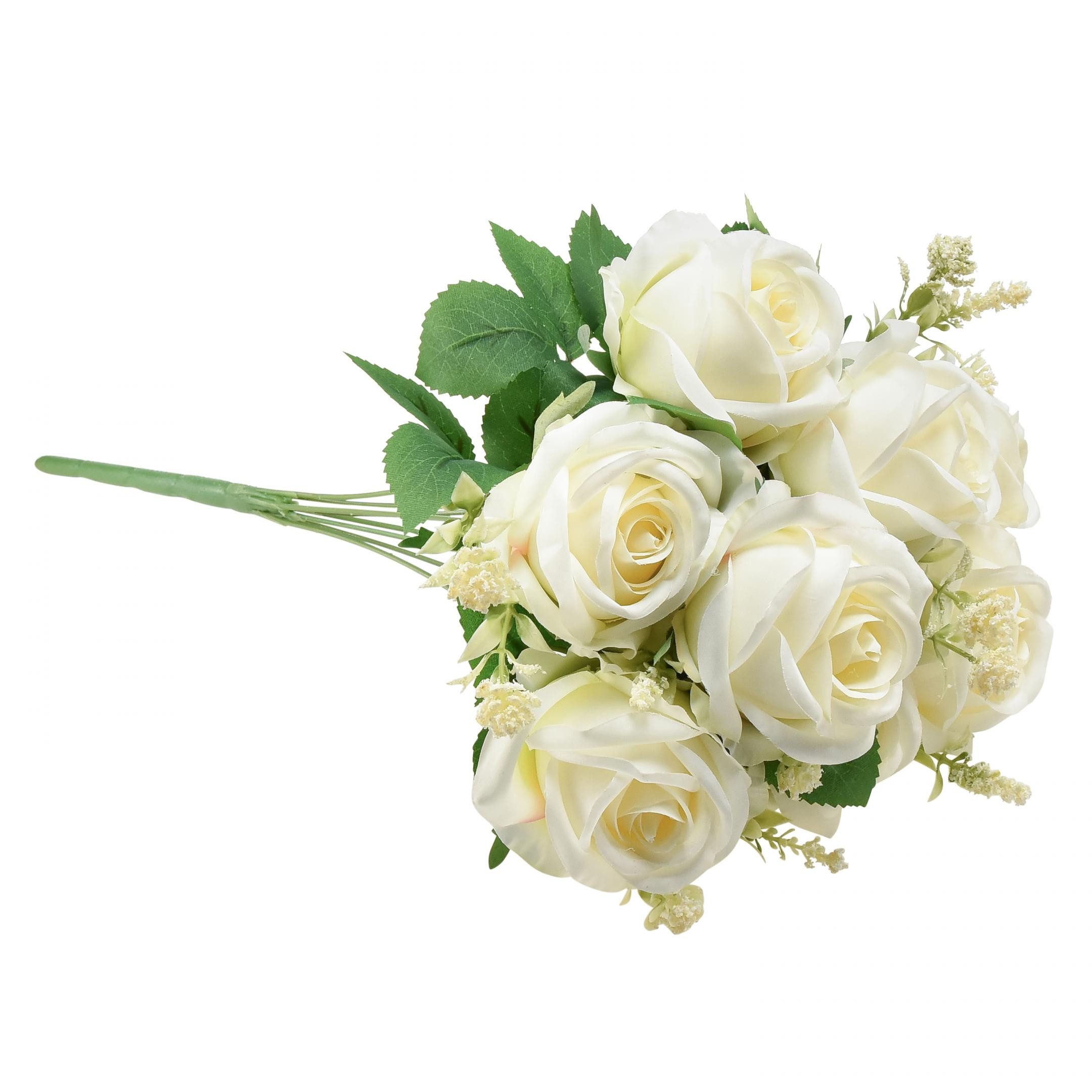 Kunstblume Künstliche Rosenstrauß Weiß 42cm Hochzeit Dekoration, Viana, Höhe 8 cm