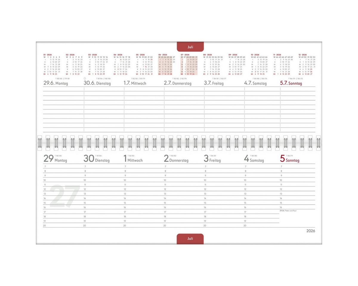 Thumbnail - ZETTLER Schreibtischkalender Tischquerkalender 114 Profi 29,7x10,5cm 1 Woche/2 Seiten schwarz 2026.