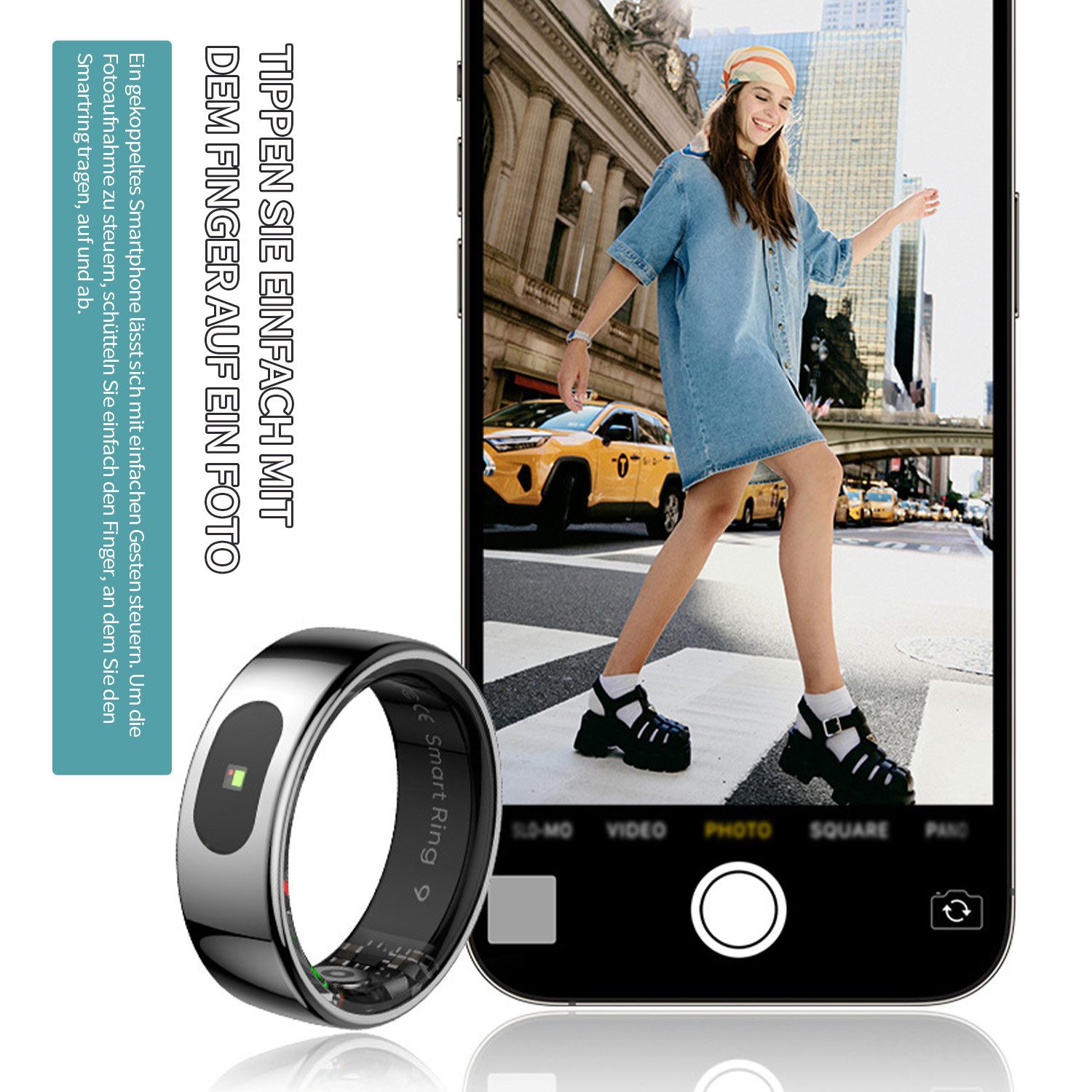 Refttenw Smart Ring Herren Damen Smartring Fitness Tracker Schlafmonitor, Mit Ladefach, 5ATM Wasserdichter Gesundheitsring