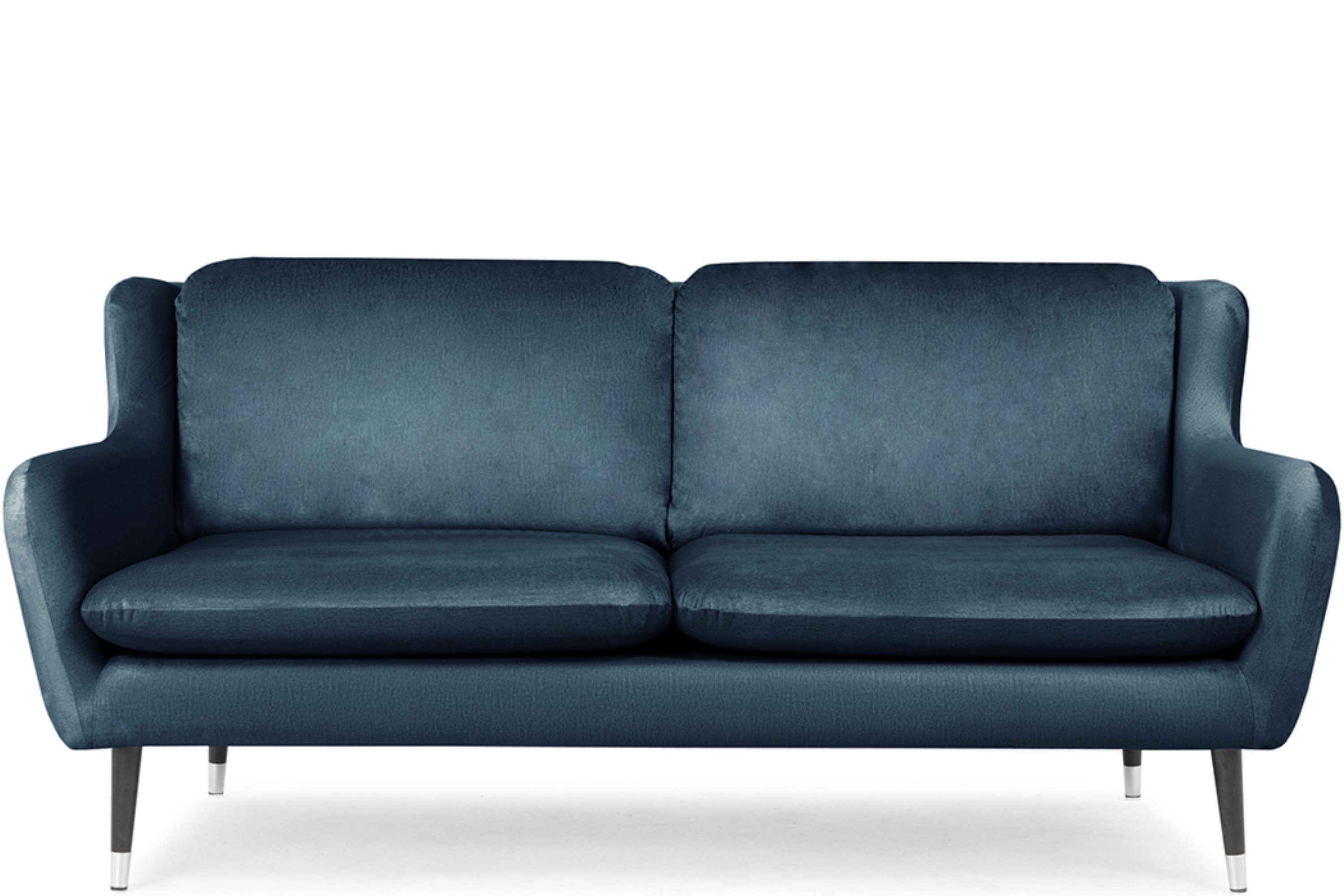 Konsimo Sofa AFOS Sitzer, 3 | schwarz marineblau Holzbeinen auf Oberstoff, Sofa hohen wasserabweisender lackierten marineblau