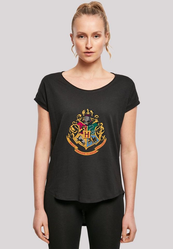 F4NT4STIC T-Shirt Harry Potter Hogwarts Crest Gold Print, Sehr weicher  Baumwollstoff mit hohem Tragekomfort