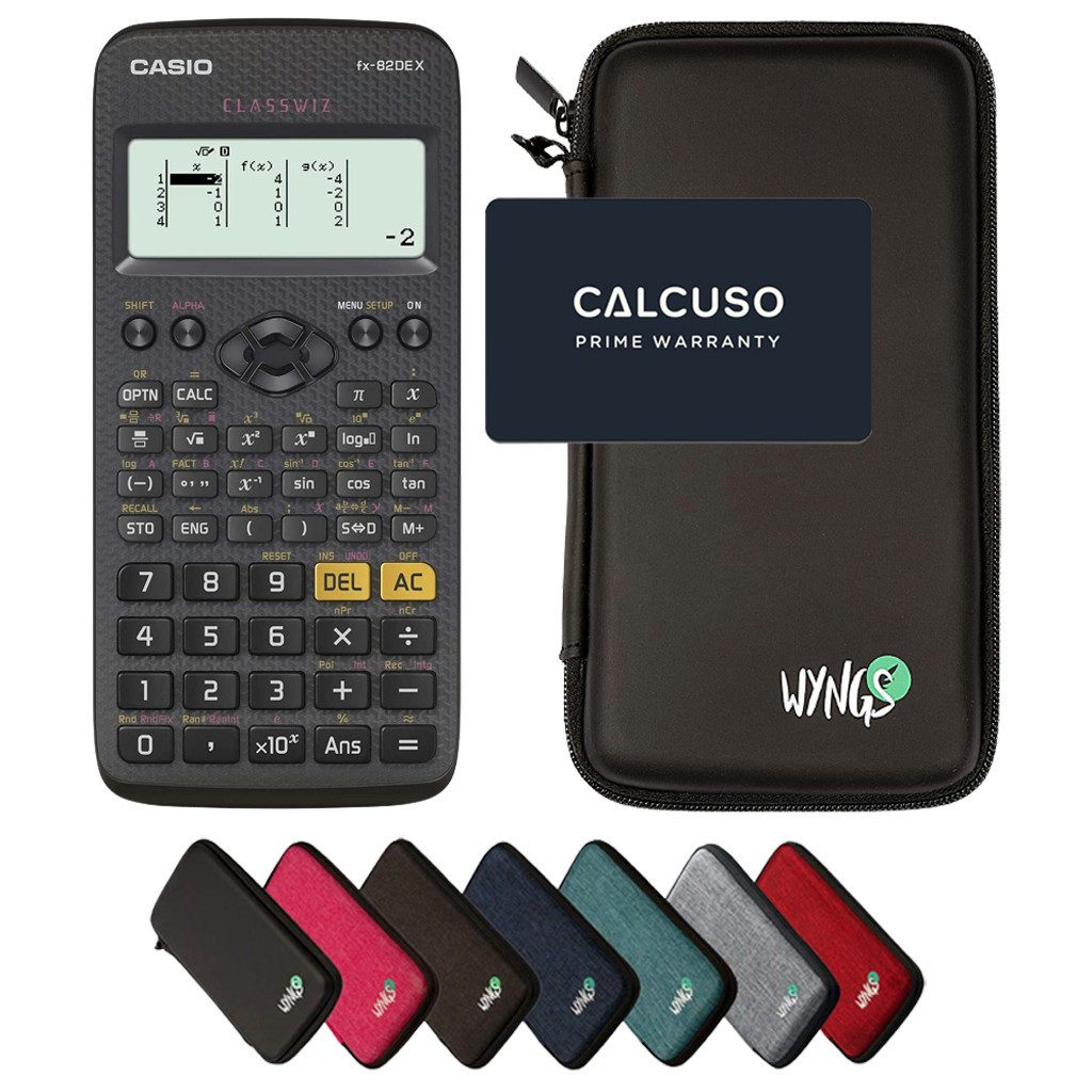CASIO Taschenrechner fx-82DE X ClassWiz inkl. WYNGS Schutztasche Schwarz