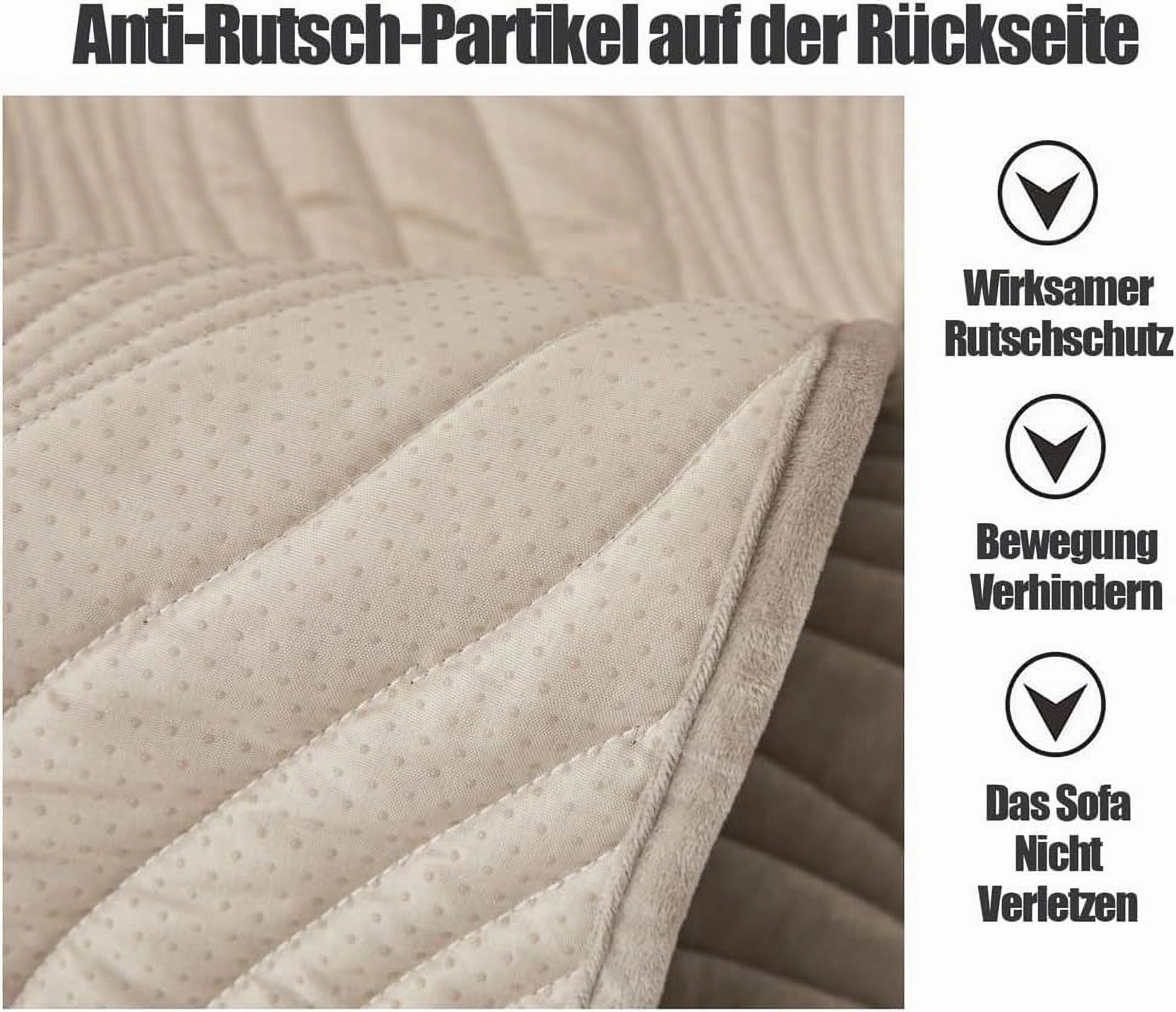 Sofaüberwurf Rutschfest – 165x205 Cm, Bügelfrei, Elastisch, Mit Antirutsch-Rücken, Schwarz