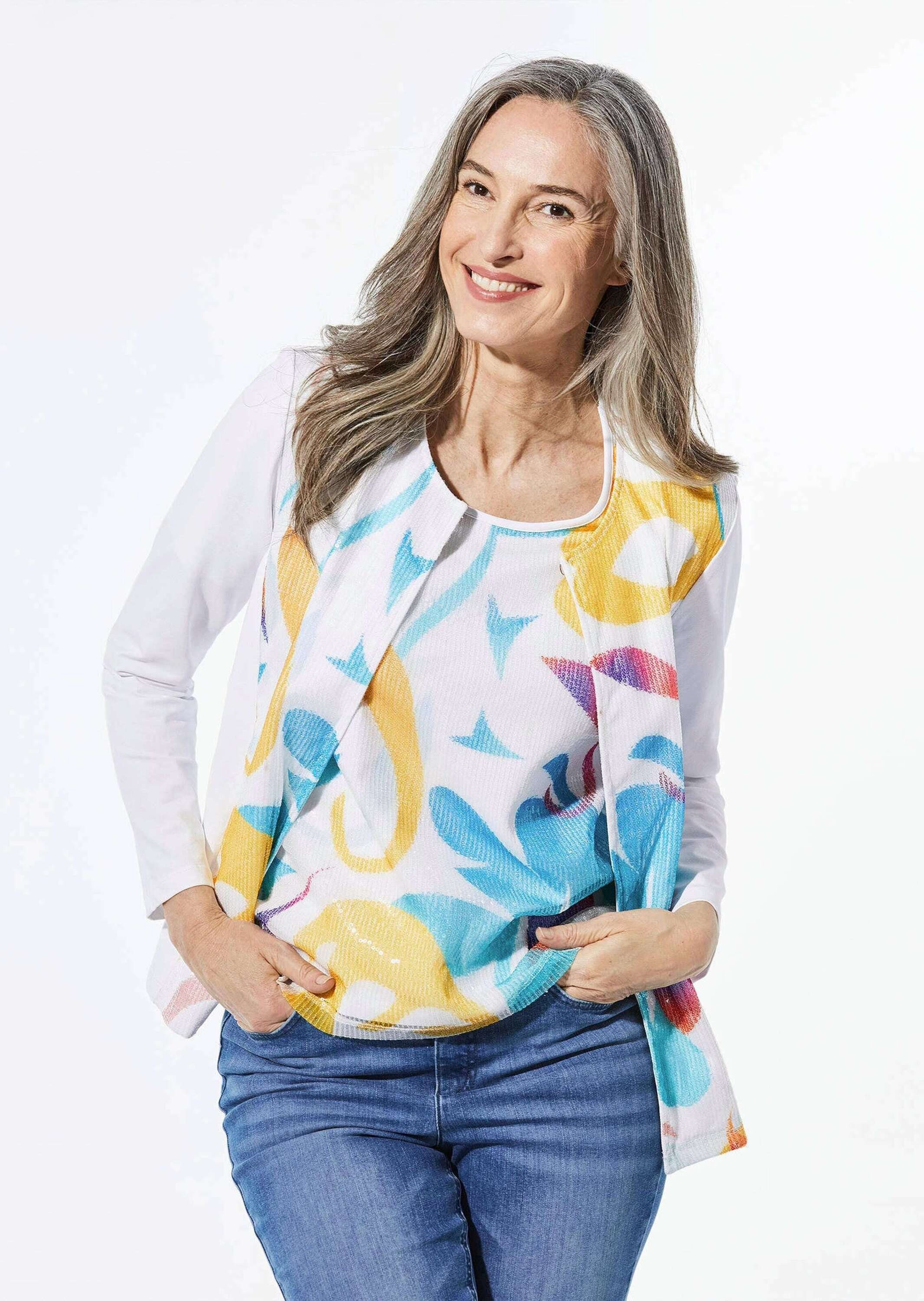 Shirtjacke Jerseyjacke mit Pailletten