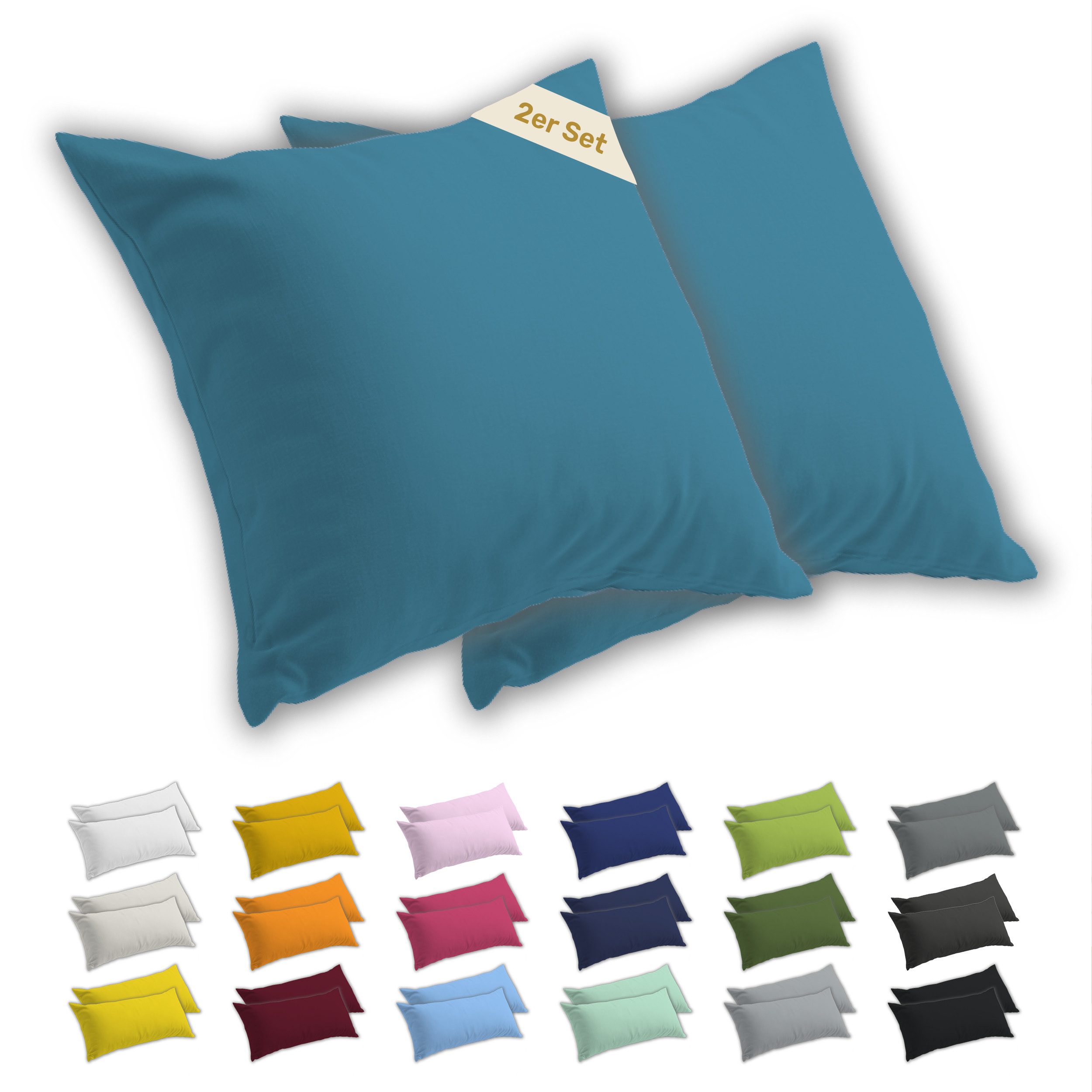 Lavea Kissenbezug 2er Set Kissenhülle Jersey, 100% Baumwolle, Kissenbezüge, günstig online kaufen
