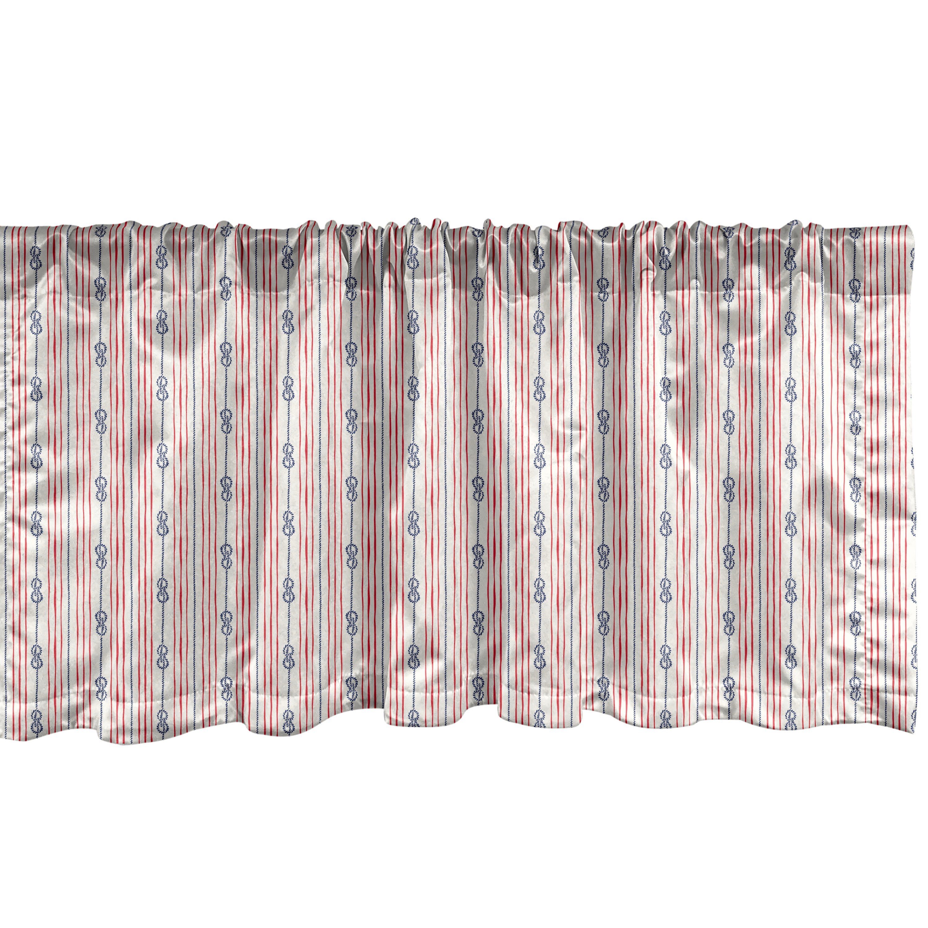 Scheibengardine Vorhang Volant für Küche Schlafzimmer Dekor mit Stangentasche, Abakuhaus, Microfaser, Marine Zeppelinstek Knoten und Seil