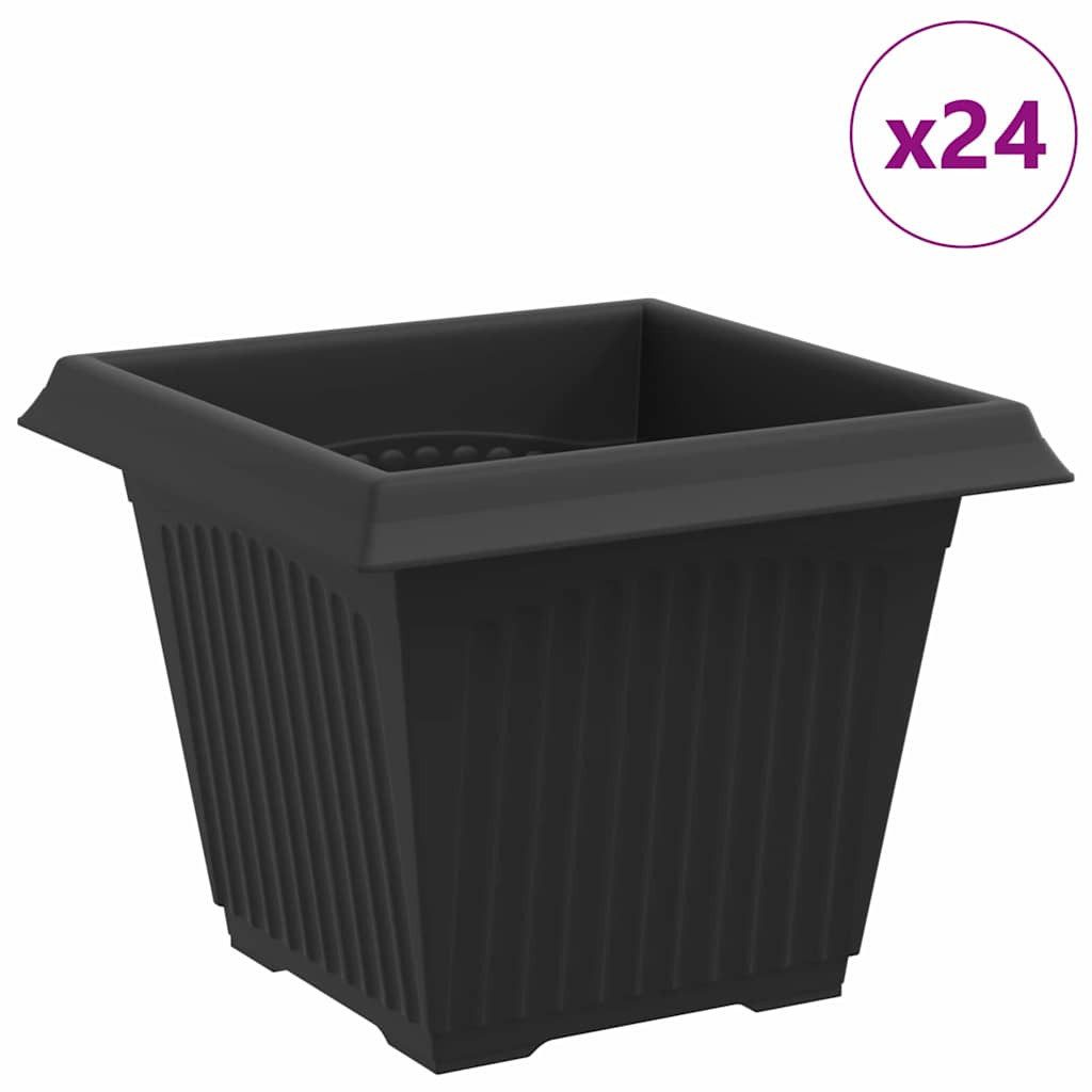 furnicato Blumentopf 24er Set 33 x 33 x 26 cm Schwarz, Blumenkübel mit Entwässerungslöchern am Boden für deinen Balkon