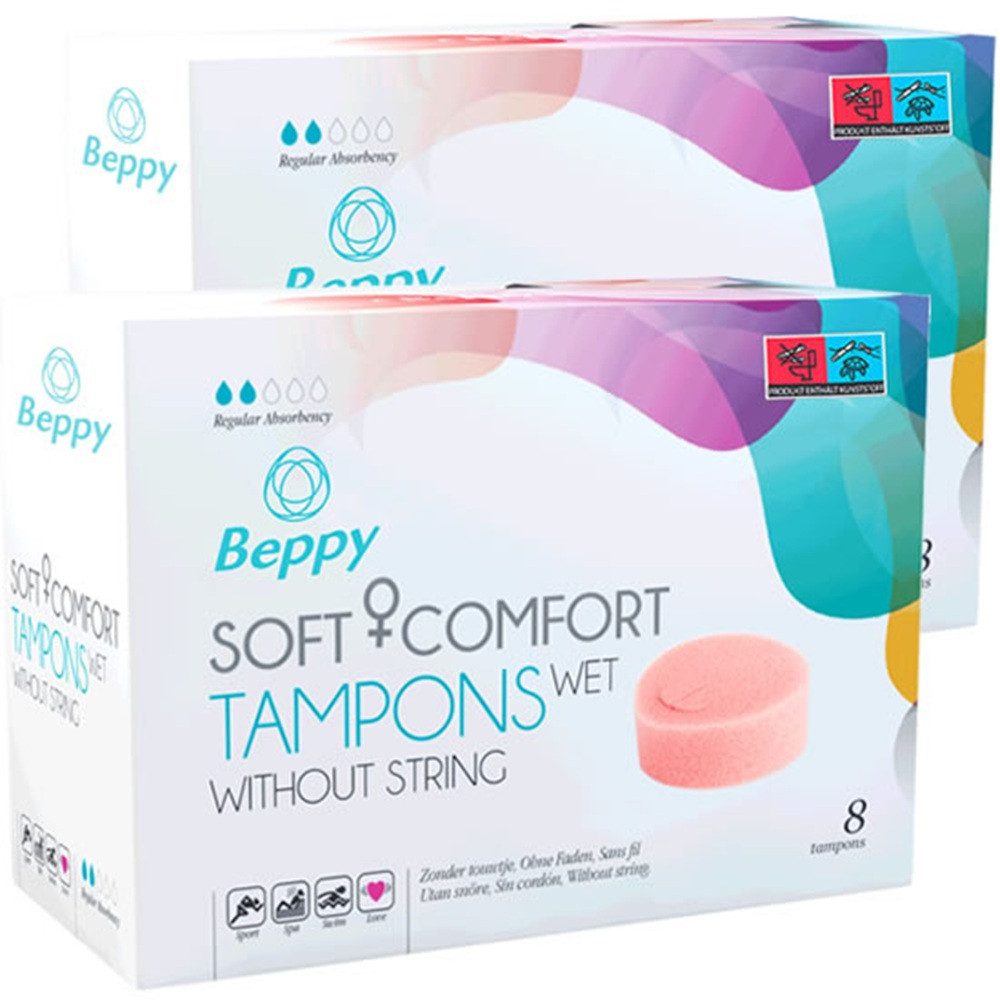 Beppy Tampons WET, 16-St., Soft + Comfort Tampons Doppelpack, ohne Fädchen