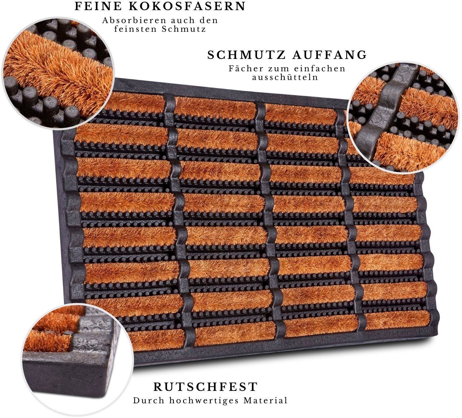 HANSE Home Fußmatte Schmutzfangmatte Brushes Mat, Türmatte, rechteckig, Höhe: 25 mm, Kokos, Gummi, Schmutzfangmatte, Outdoor, Rutschfest, Innen, Kokosmatte – Bild 4 von 5