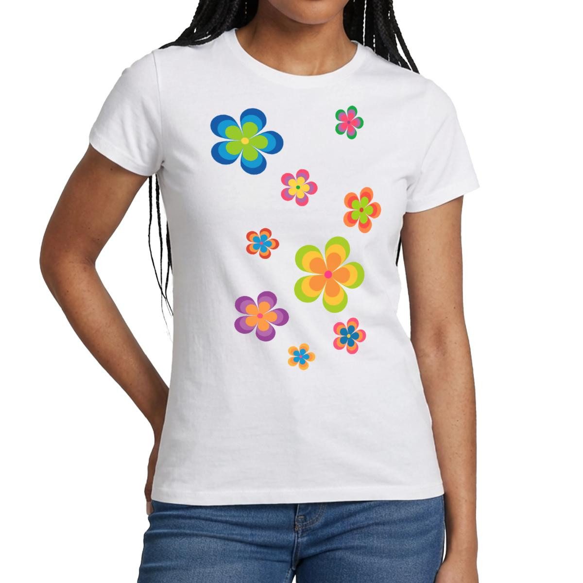 T-Shirt Hippie Flower Power Blumen Frauen T-Shirt
