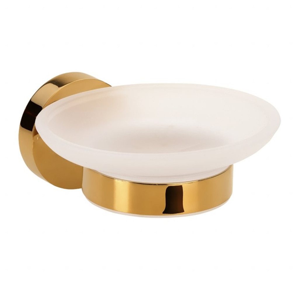 BRILLANTBAD® Seifenschale BILLO Seifenablage Messing Gold poliert Glas Bad >> Bohren / Kleben, Breite: 11 cm