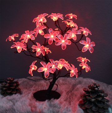 Arnusa LED Baum Leuchtbaum RGB Farbwechsel mit Blüten 45 cm, Farbwechsel, LED fest integriert, Farbwechsler, Dekolampe Tischleuchte mit 3 Meter Zuleitung