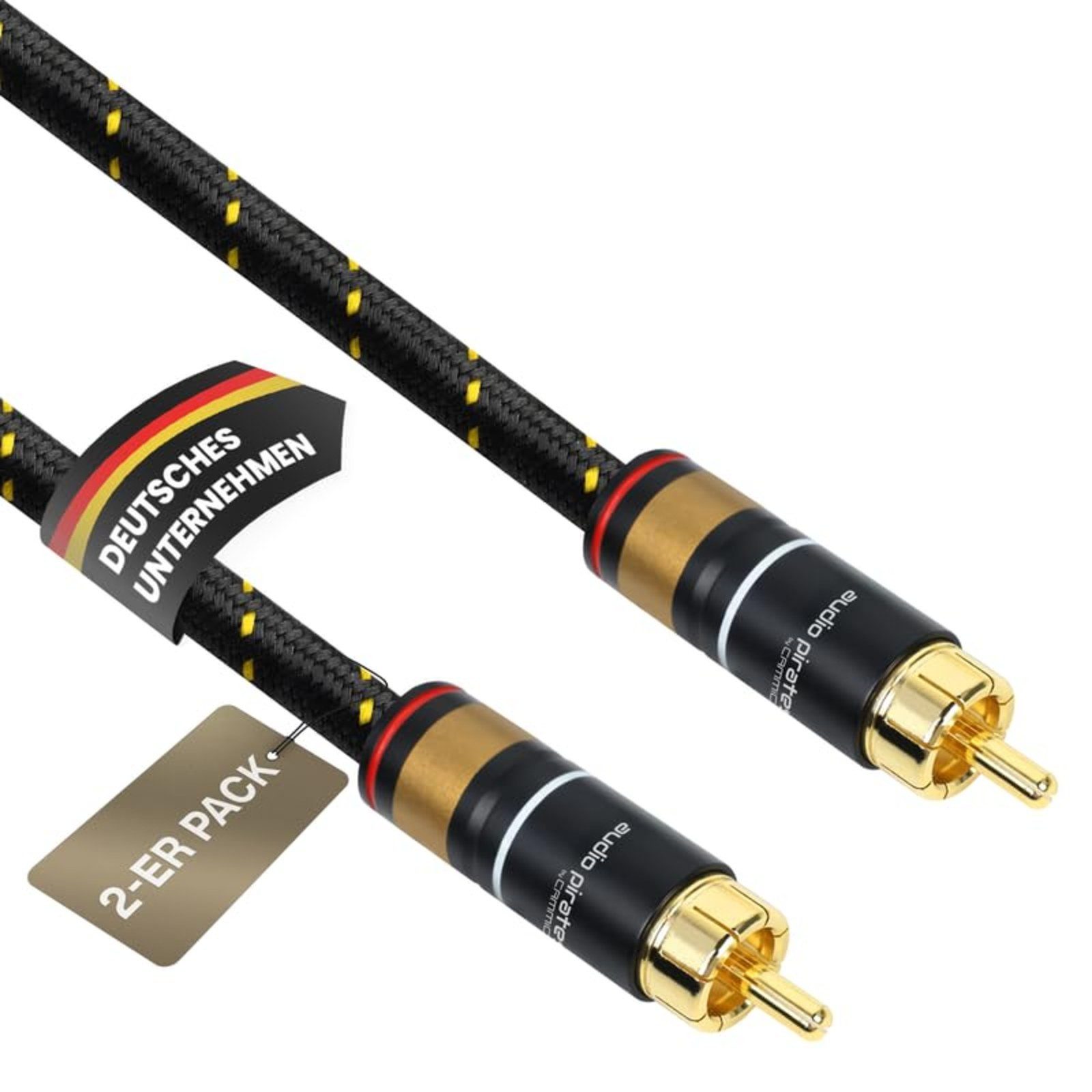 audio pirates Subwoofer Kabel 4x geschirmt Audio-Kabel, Cinch, (50 cm), 2er-Pack, OFC, vergoldet - Oberklasse