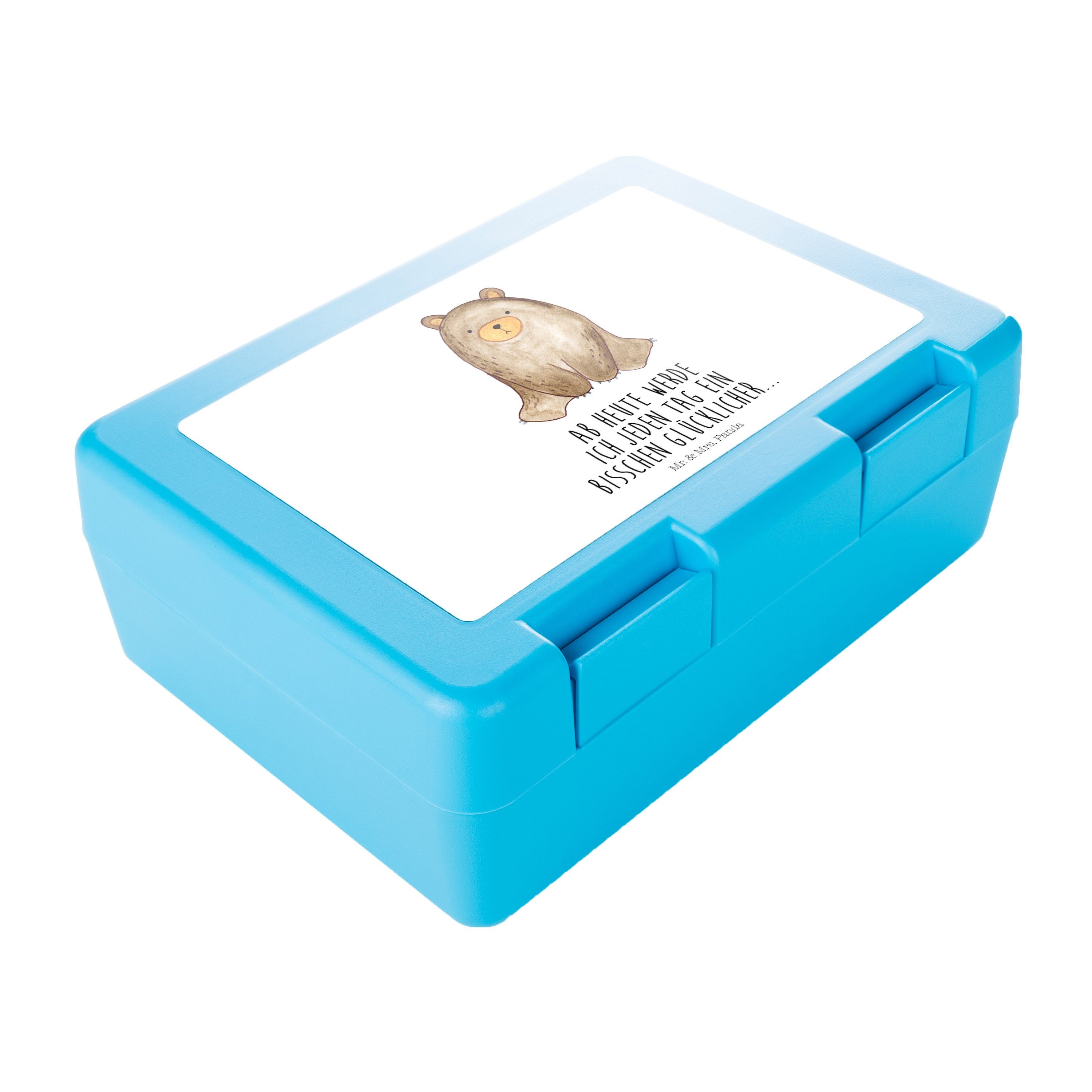 Mr. & Mrs. Panda Premium (1-tlg) Kunststoff, Teddybär, Weiß Snackb, Bär sitzend - Geschenk, Butterdose Brotbox, - Brotzeitbox