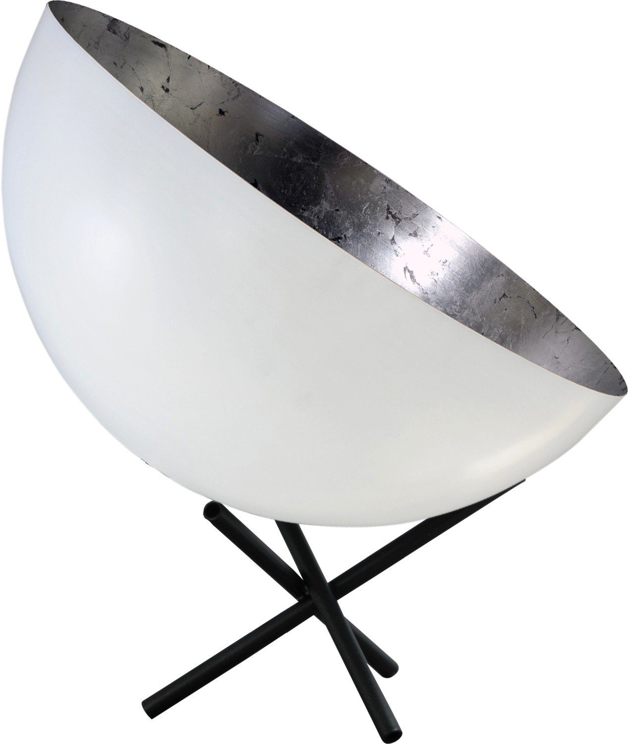 Licht-Erlebnisse Nachttischlampe LARINO, ohne Leuchtmittel, Design Tischlampe Weiß Silber E27 44 cm hoch Metall Industrial