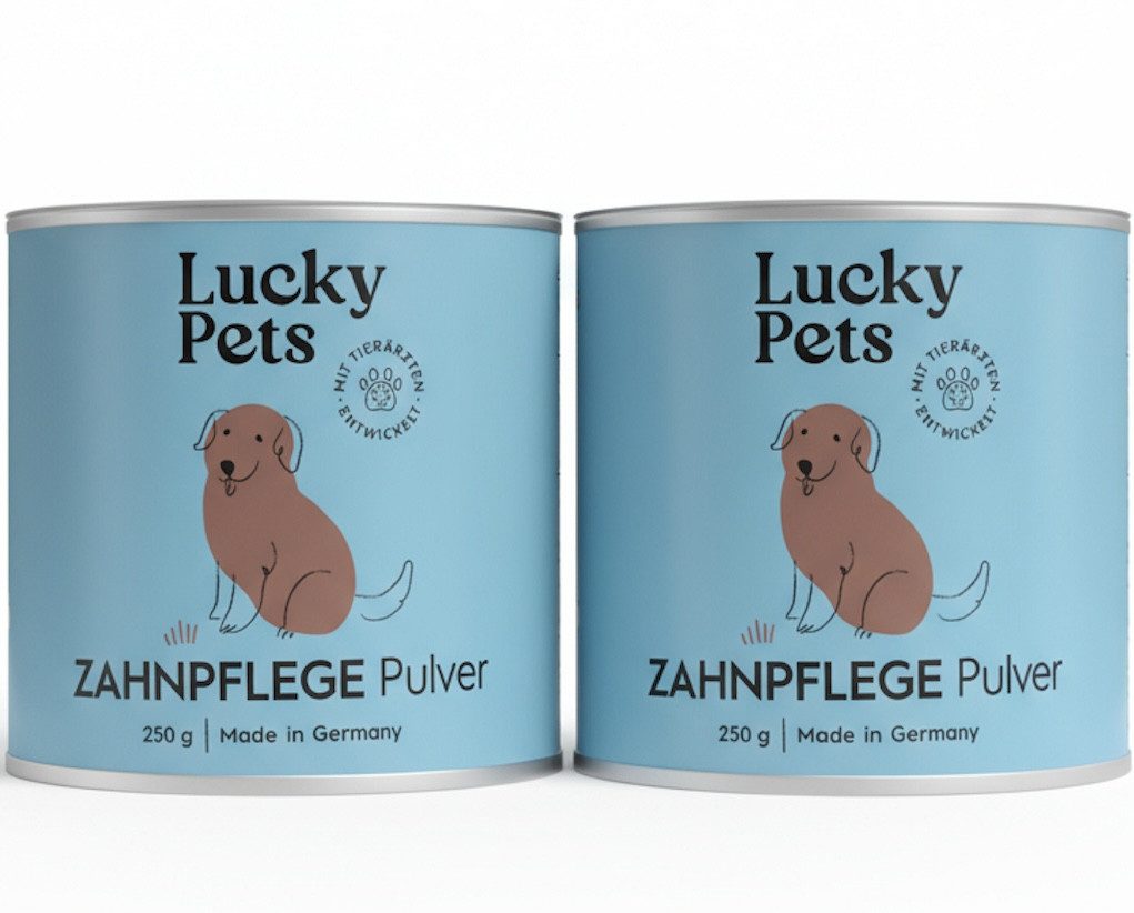Lucky Pets Zahnpflege Pulver für Hunde - gegen Mundgeruch & Zahnstein, Nahrungsergänzungsmittel für: Hunde