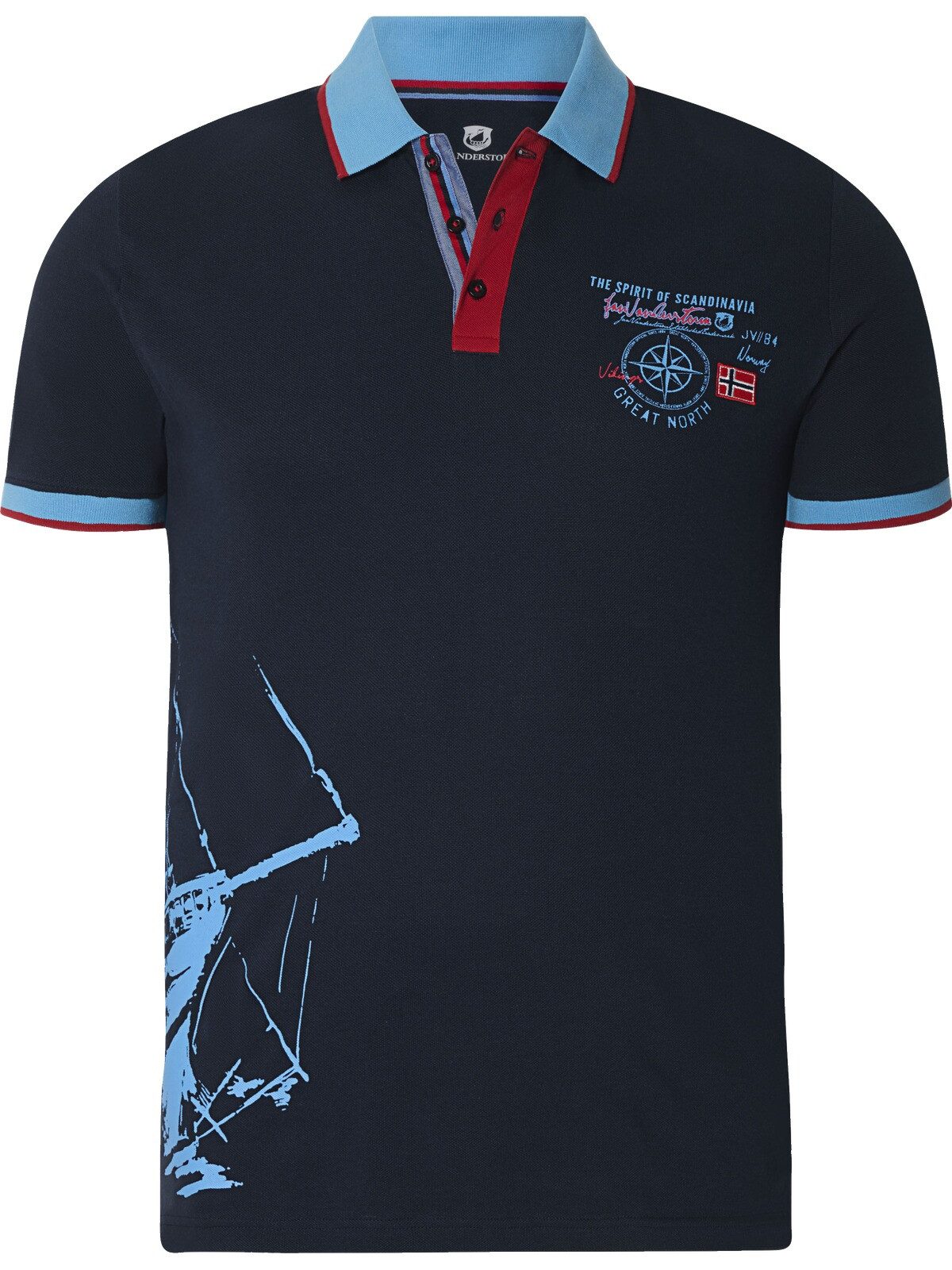 Jan Vanderstorm Poloshirt DILAN stylische Kontraste und Print