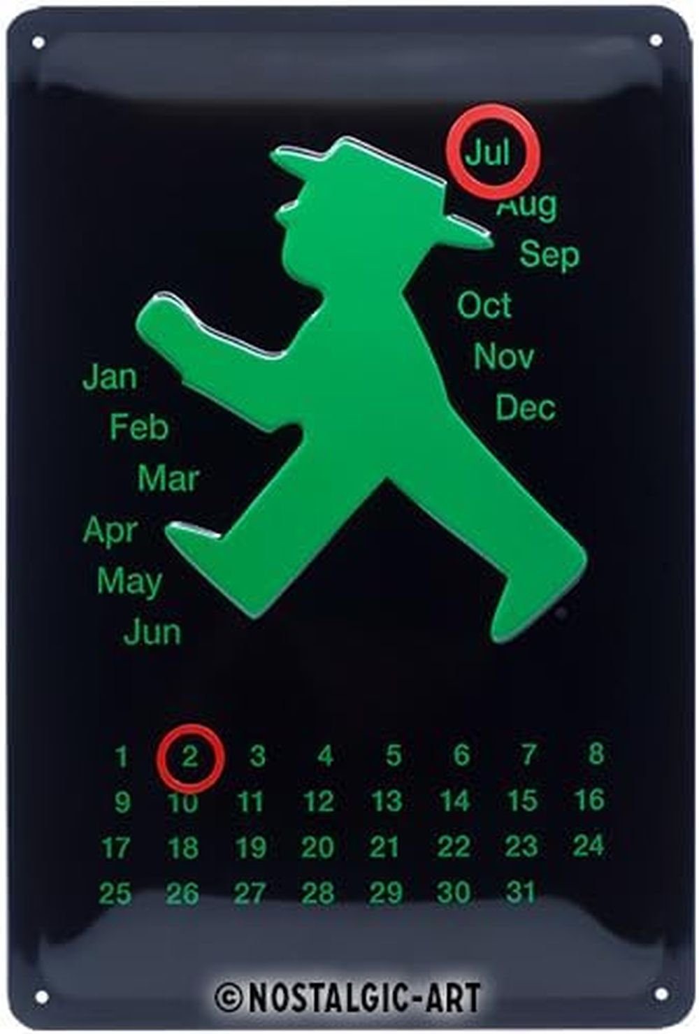 Nostalgic-Art Metallschild Blechschild 20 x 30cm - Ampelmann Grün - Kalender
