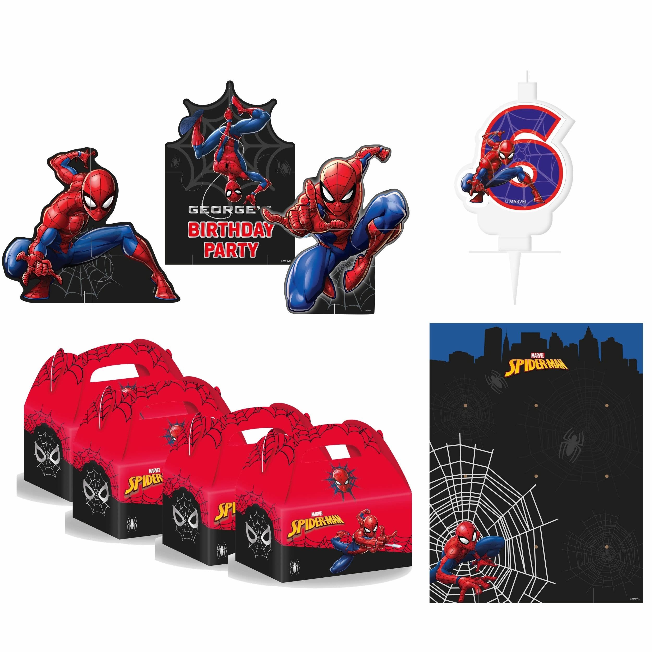 Procos Einweggeschirr-Set 7-tlg. Spiderman World Of Webs Partyset für Kindergeburtstag, 4 Personen