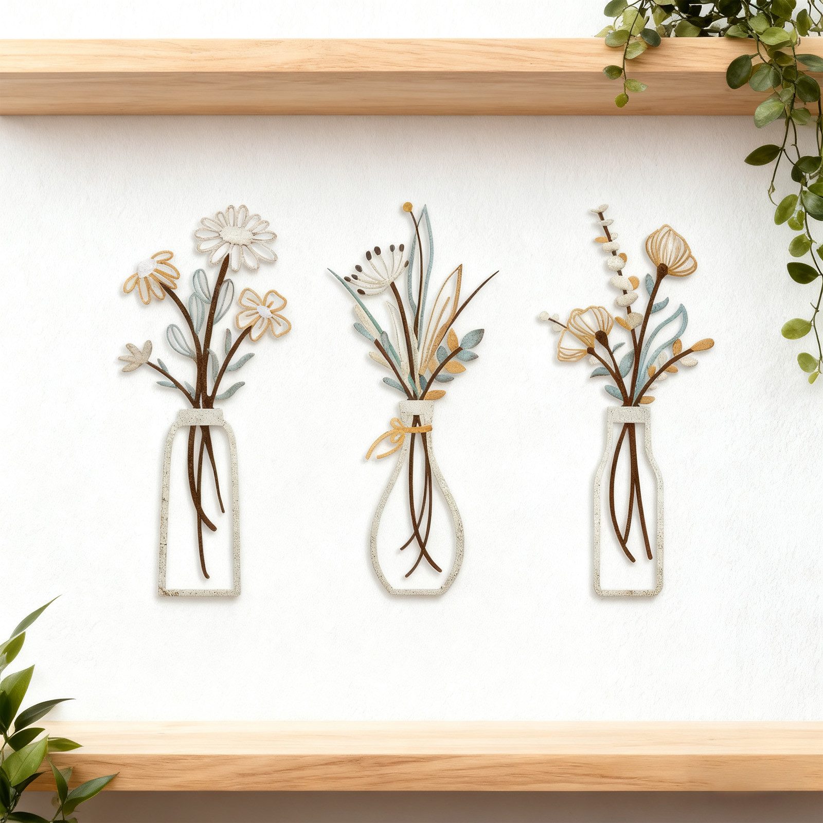 REDOM Wanddekoobjekt Metall-Wandkunst Set Wanddeko Blumen Esszimmer Wandbil günstig online kaufen