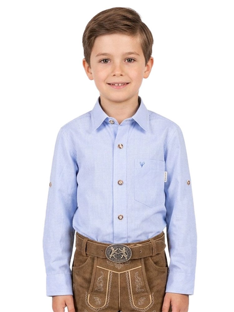 Langarmhemd Kinderhemd 52904 hellblau