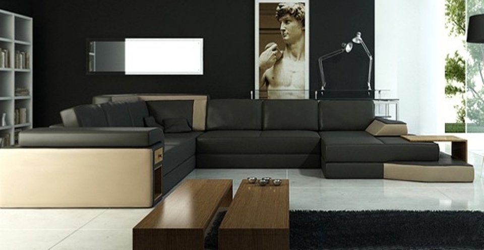 Wohlandschaft U Design Sofa Leder XXL Ecksofa Ecksofa, JVmoebel Couch Form Big
