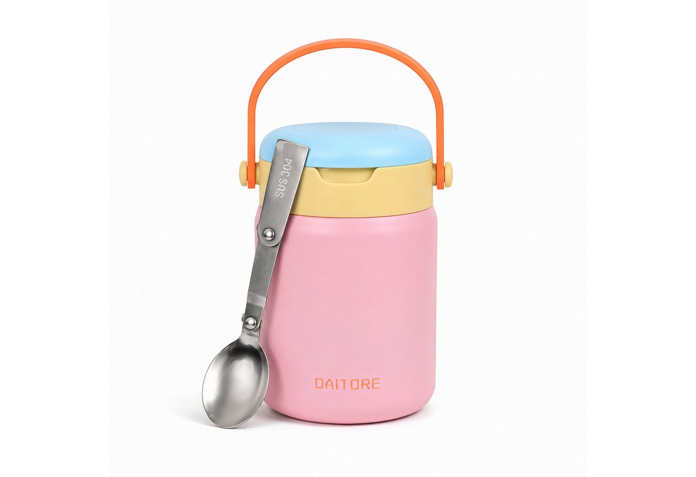 DAITORE Thermobehälter 480ml Thermobehälter Edelstahl 304 mit Löffel, auslaufsicher, (Geeignet für Büro, Schule, Reisen, Vielseitige Anwendung), 5h warm & 8h kalt, BPA-frei bruchfest doppelwandig isoliert