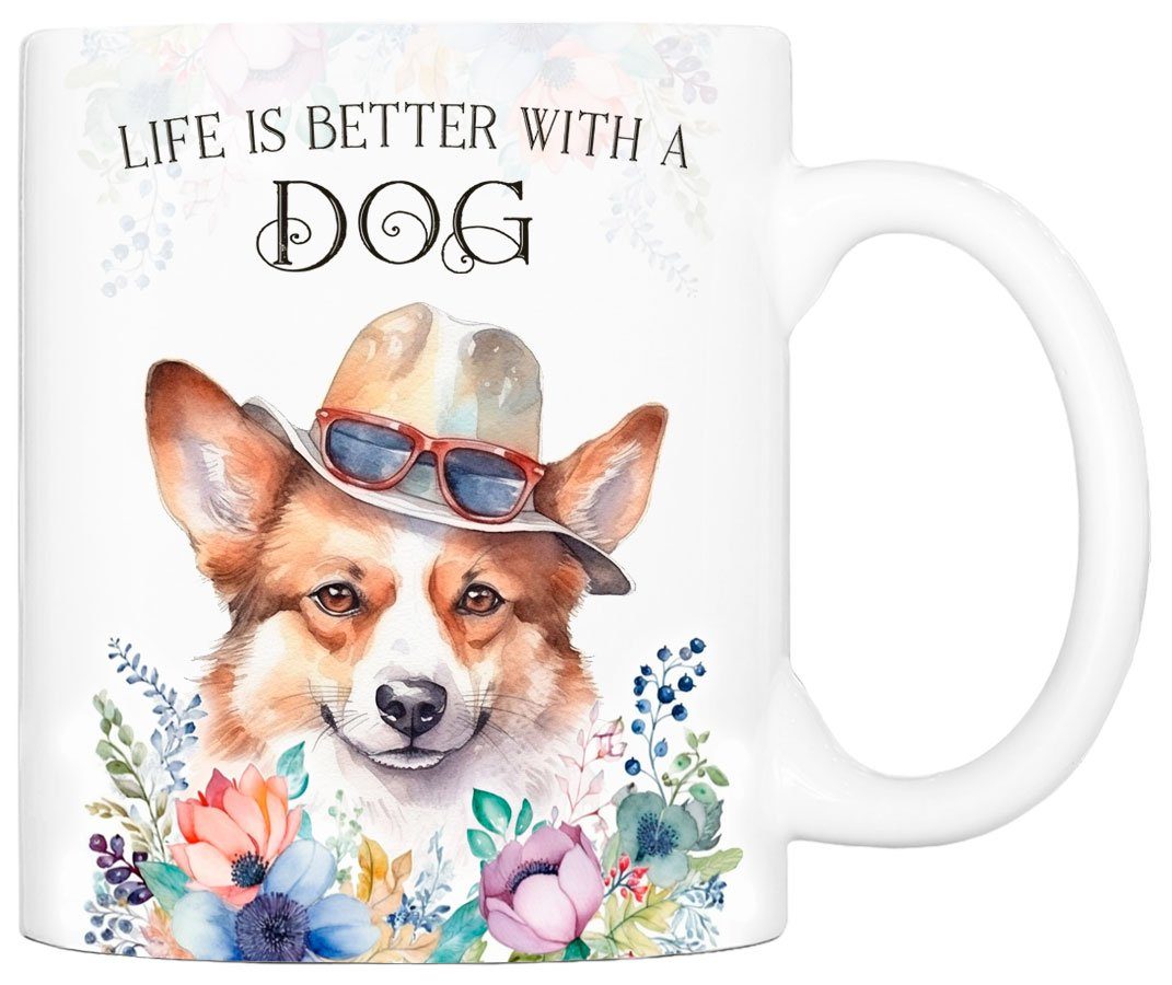 - handgefertigt, Hundefreunde, 330 Geschenk, WELSH ml Tasse für Kaffeetasse CORGI Keramik, bedruckt, Cadouri mit beidseitig Hunderasse,