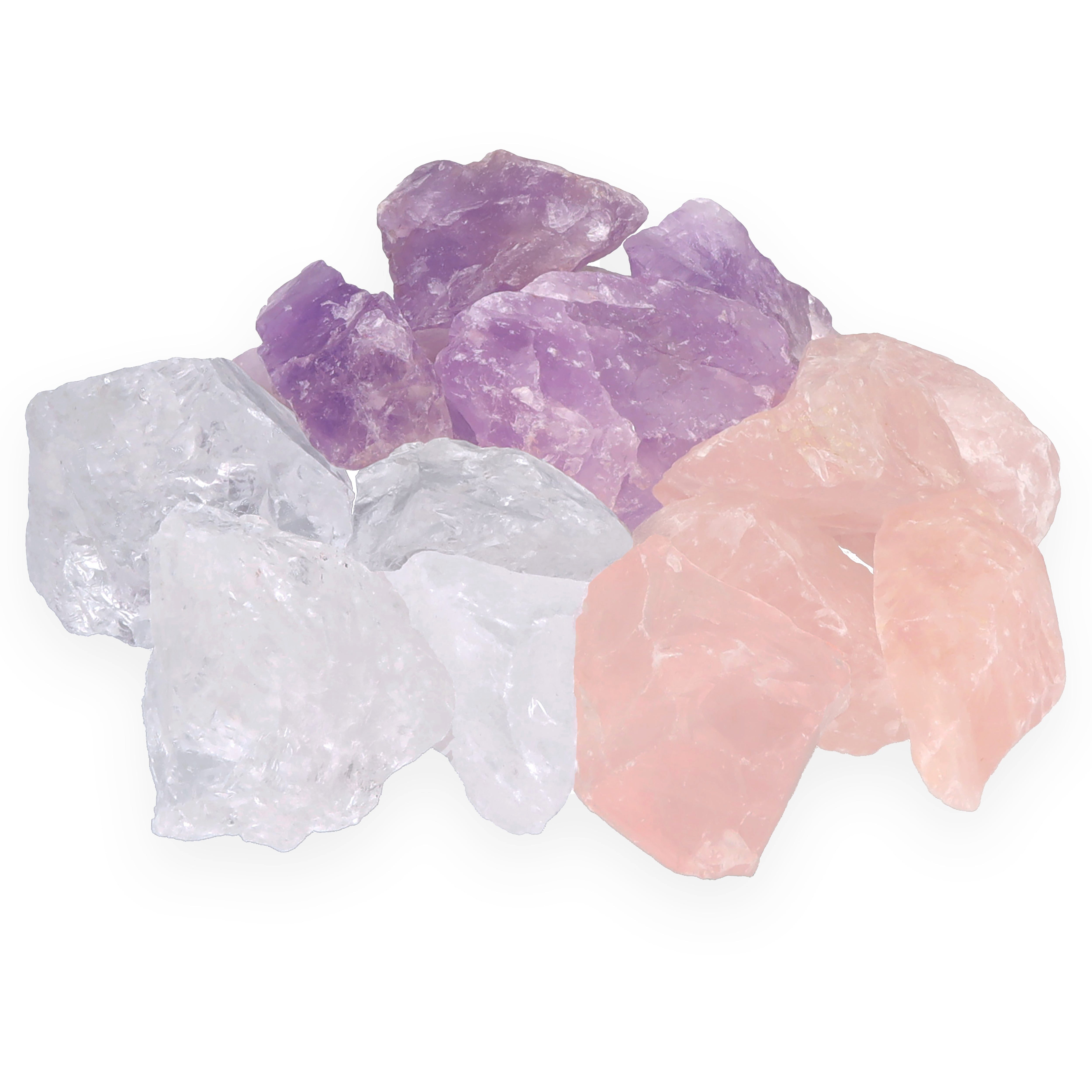 Lebensquelle Plus Edelstein Wassersteine Premium Grundmischung, Bergkristall + Rosenquarz + Ameth