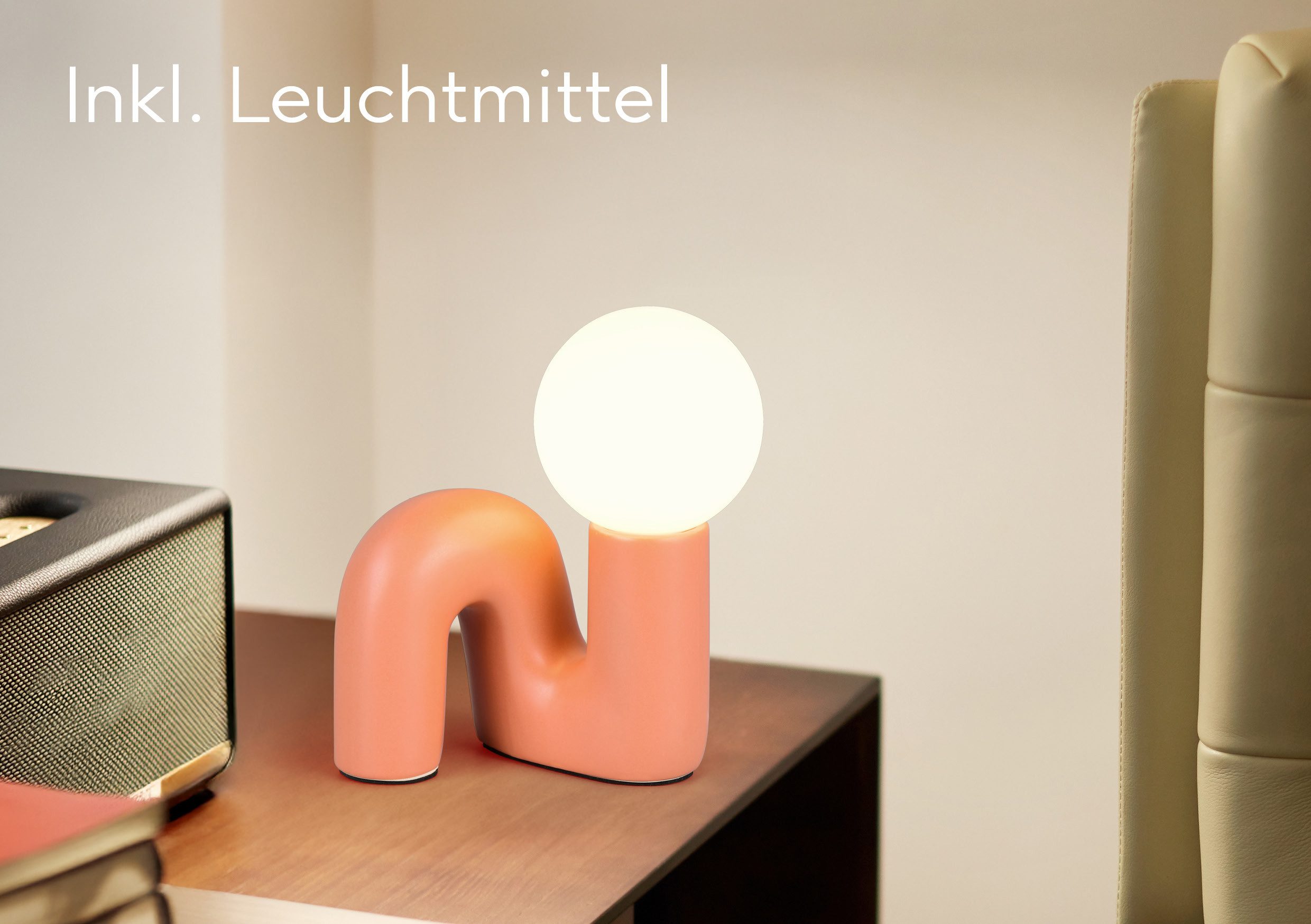 Reality Leuchten Tischleuchte QUINN, Keramik Tischlampe m. Glasschirm, Set inkl 2xG9 Leuchtmittel 3W, Ein-/Ausschalter, Leuchtmittel wechselbar, Warmweiß, Design Nachttischlampe, Schreibtischlampe Höhe 22cm, Glas Lampenschirm