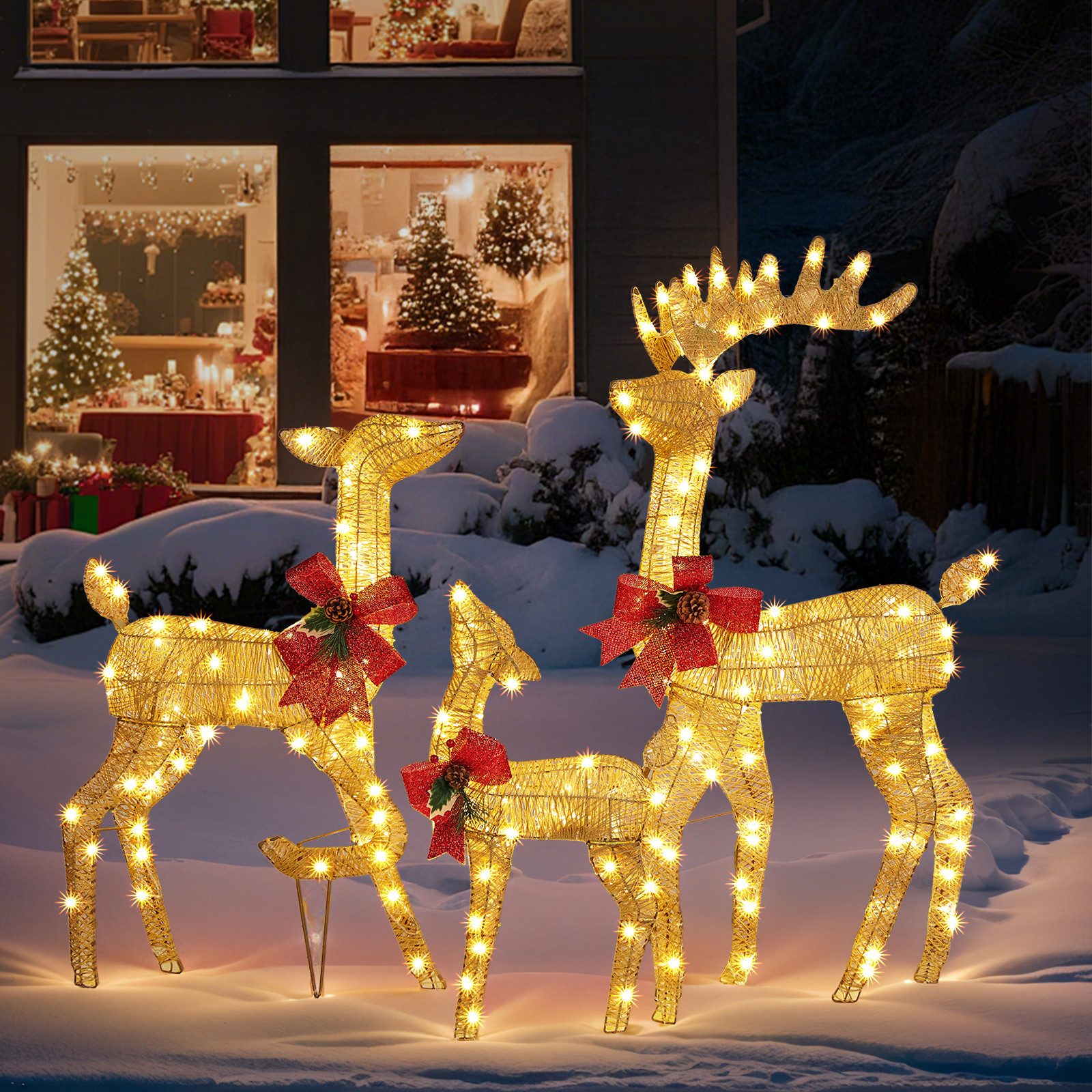 LALAHO Weihnachtsfigur 3-teiliges LED Rentier Familie Weihnachtsbeleuchtung günstig online kaufen