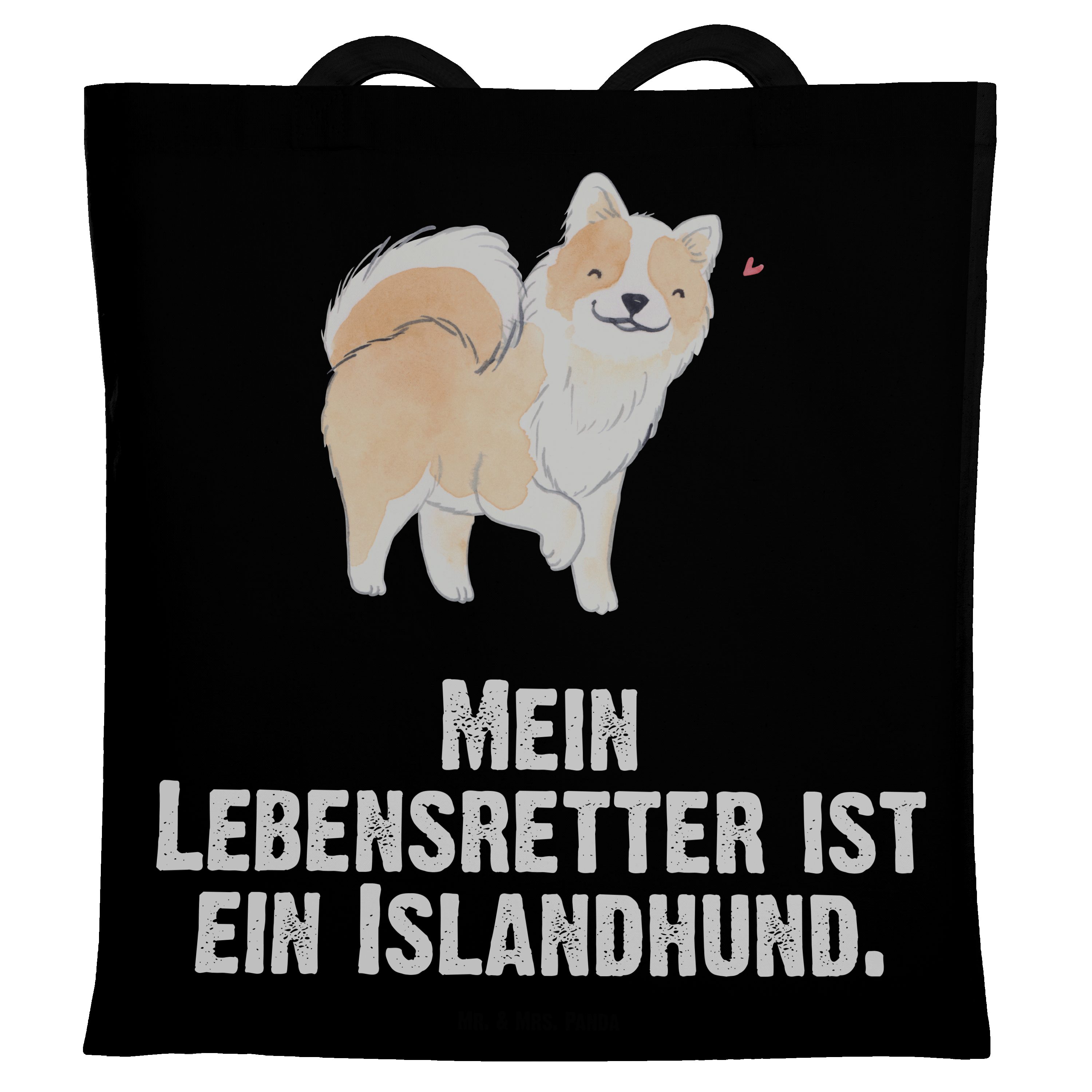 Mr. & Mrs. Panda Tragetasche Islandhund Lebensretter - Schwarz - Geschenk, Stoffbeutel, Hunderasse (1-tlg)