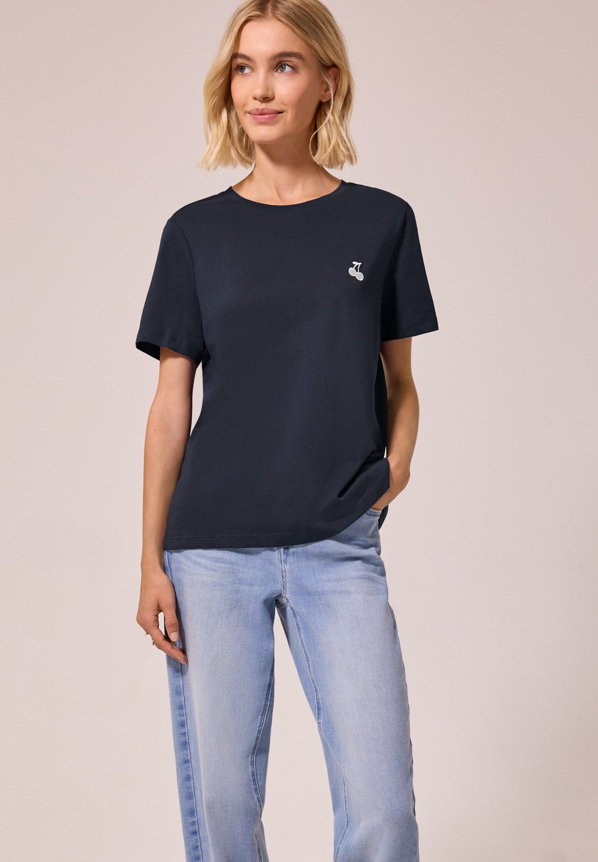 STREET ONE STUDIO Rundhalsshirt mit Rundhalsausschnitt